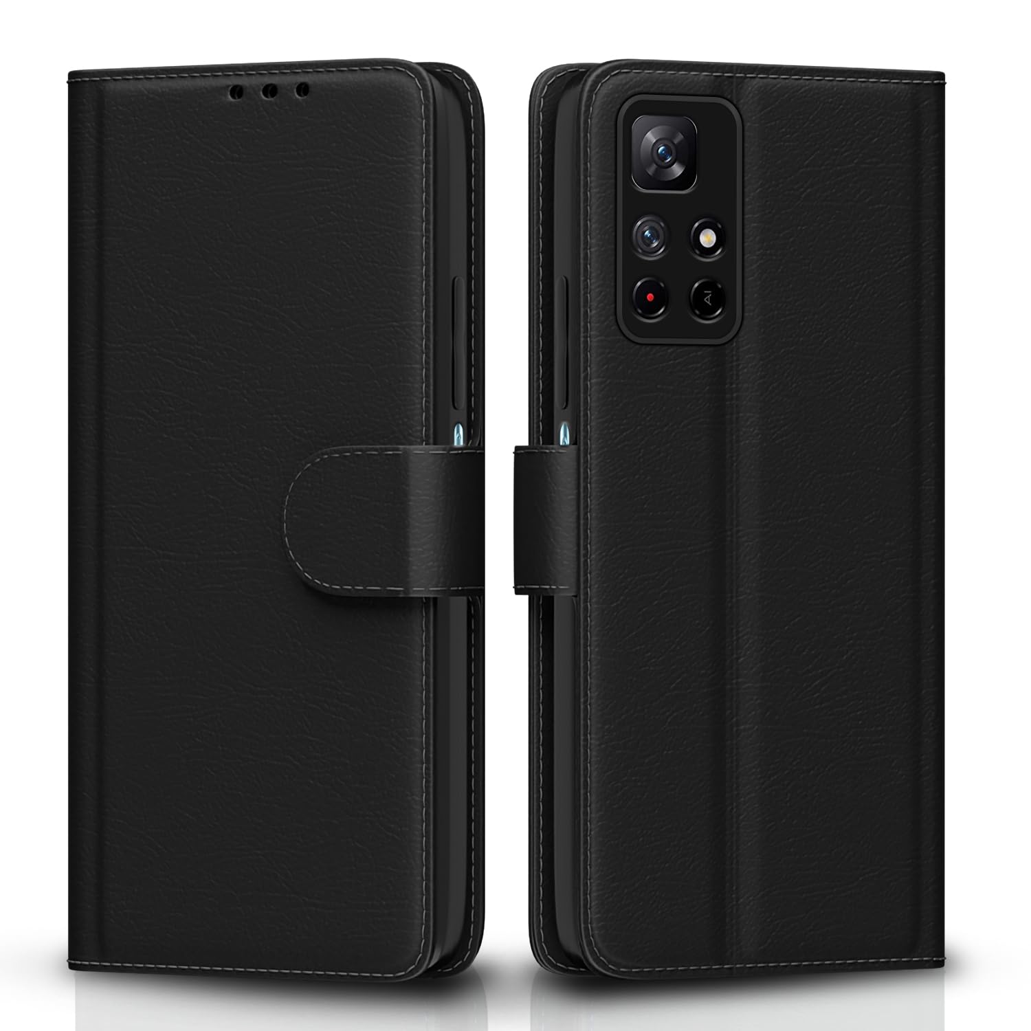 Pikkme Redmi Note 11T/Poco M4 Pro black wallet flip cover