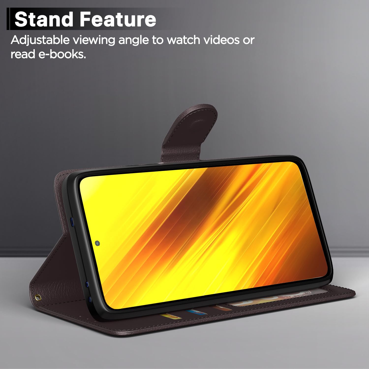 Poco X3 Wallet wallet flip cover in coffee by Pikkme – photo 3