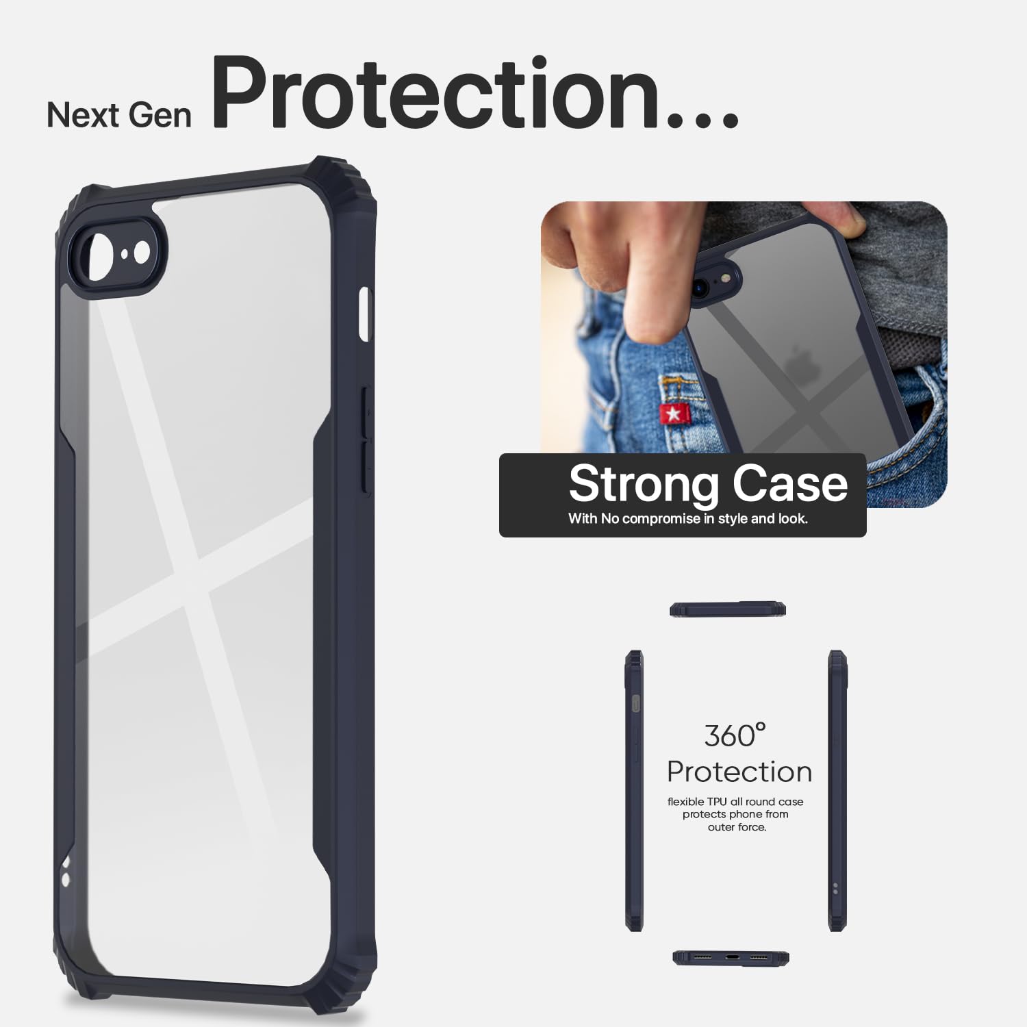 Pikkme iPhone 7/8 Shockproof Eagle Clear Transparent Back Cover (Blue)