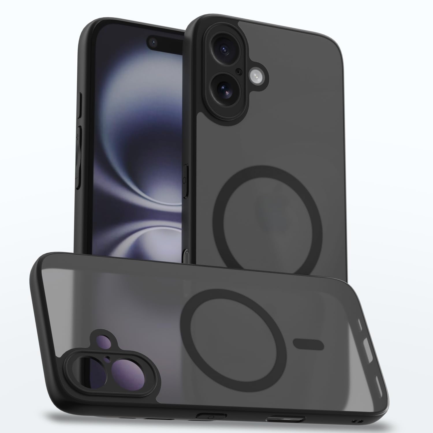 Pikkme black smoke mag-safe MagSafe back cover for iPhone 16