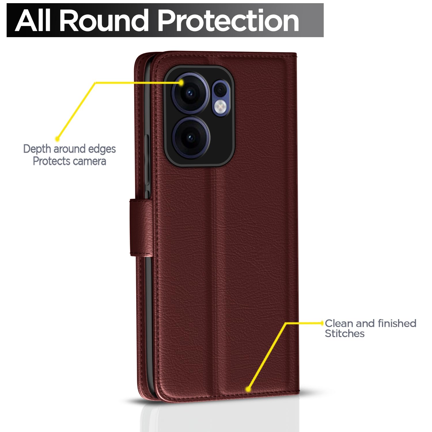 Oppo Reno 13F 5G mobile flip cover in brown by Pikkme – photo 4