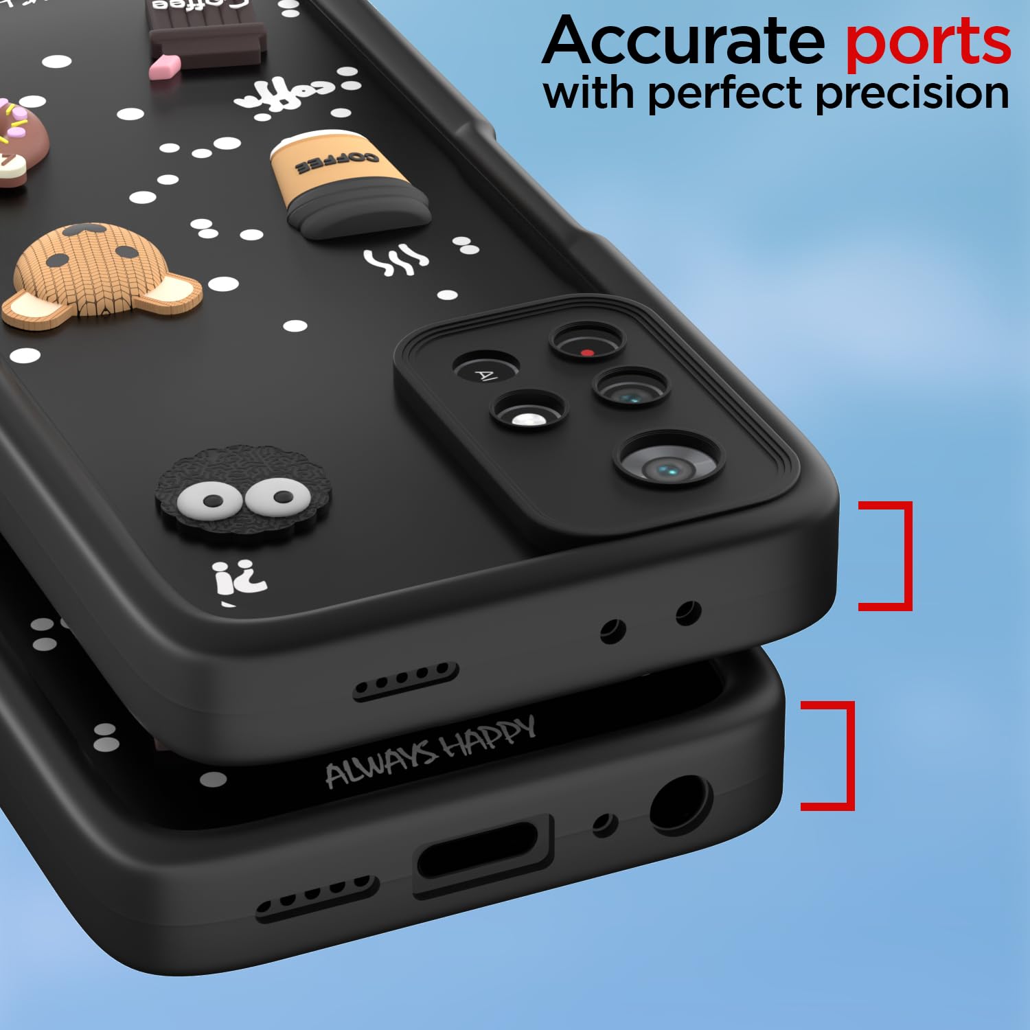 Pikkme Redmi Note 11T 5G/Poco M4 Pro 5G/3D Silicone black mobile back cover – photo 4