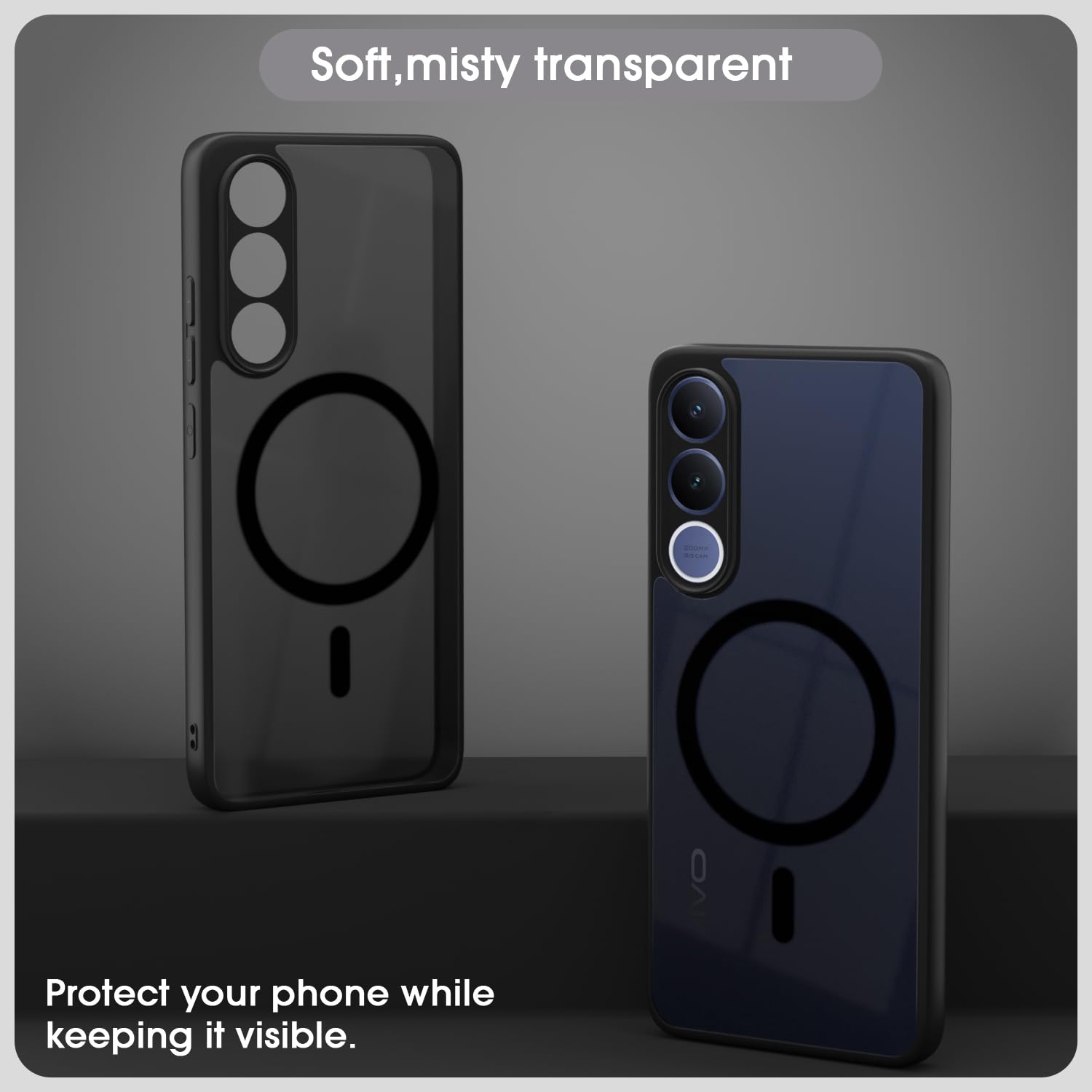 Pikkme Vivo V70 FE 5G black smoke mag-safe mobile cover – photo 3