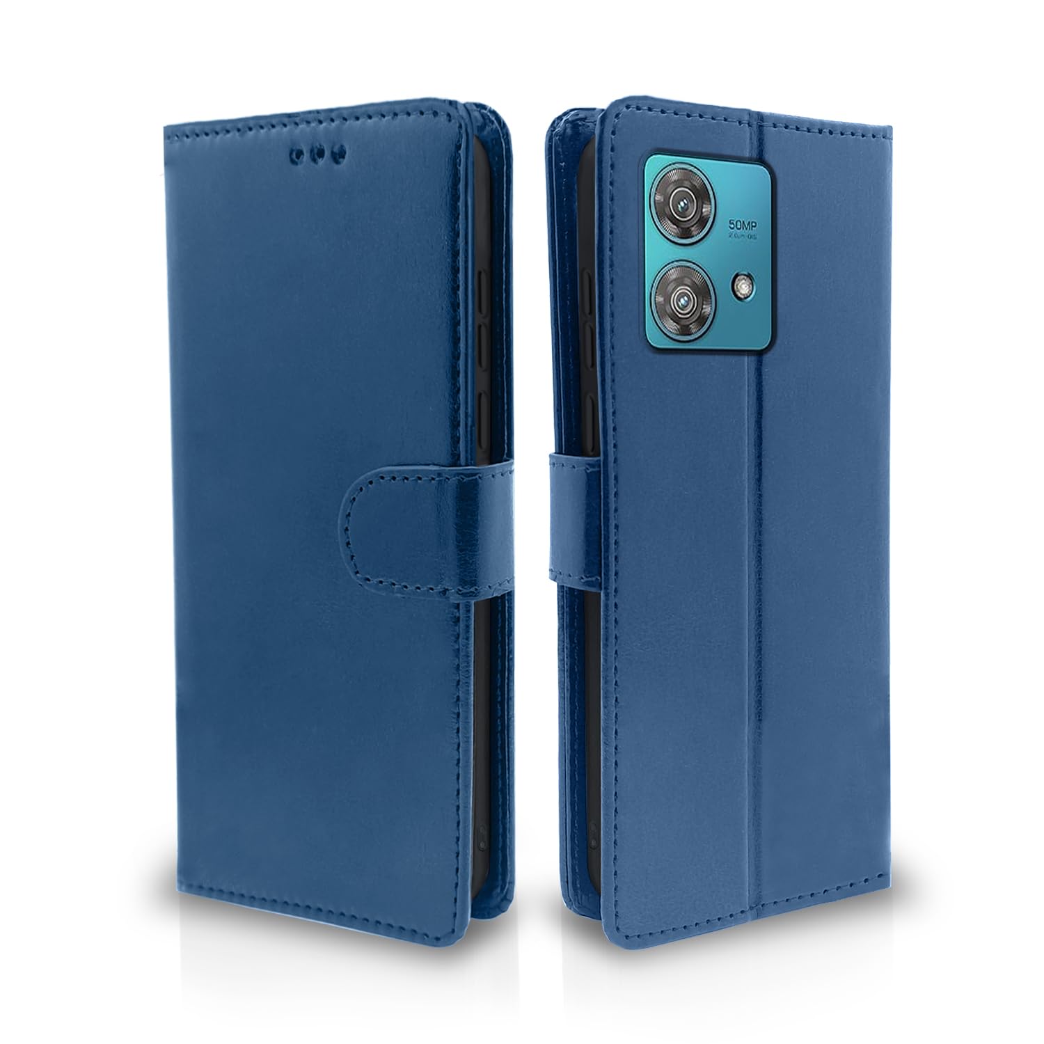 Moto Edge 40 Neo 5G wallet flip cover in blue by Pikkme
