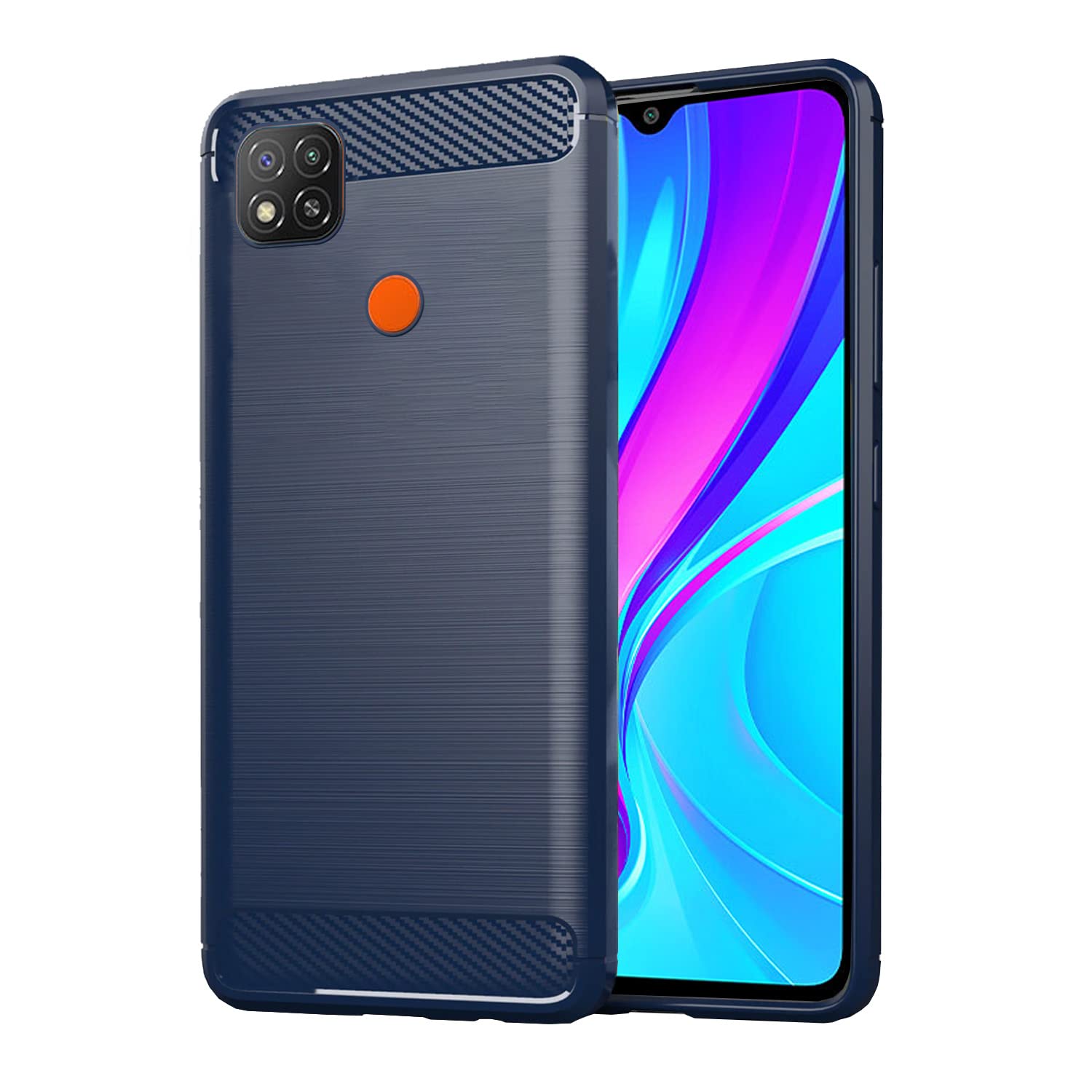 Mi Redmi 10A / Redmi 9 / Redmi 9 Activ / 9C / Poco C31 Hybrid Carbon Fiber Back Cover - Blue