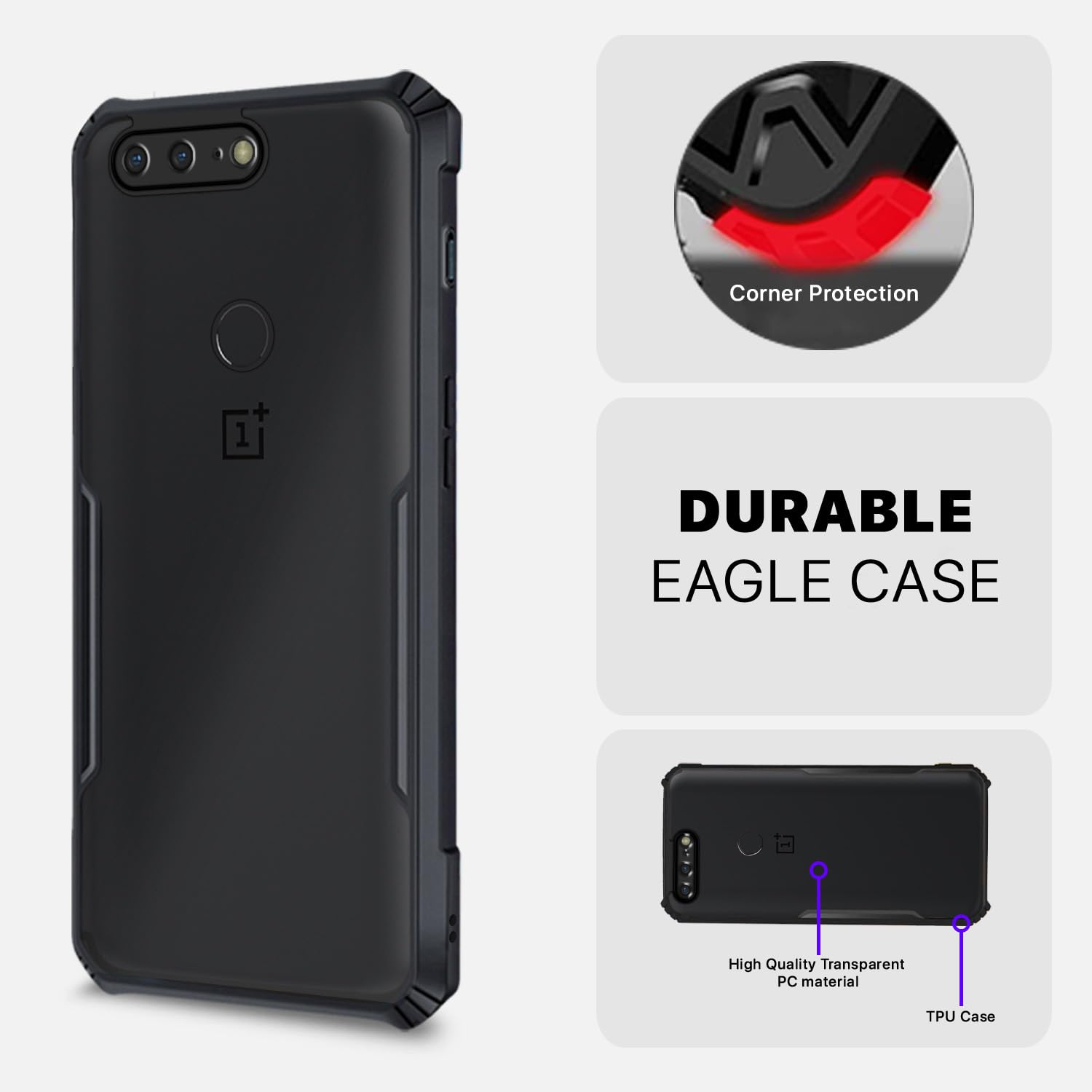 Pikkme OnePlus 5T Eagle Back Cover (Black)
