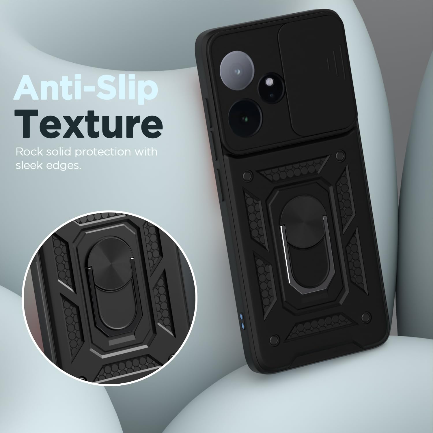 Pikkme Realme GT 7 5G / GT 7T 5G D10 Tough Armor Back Cover (Black)