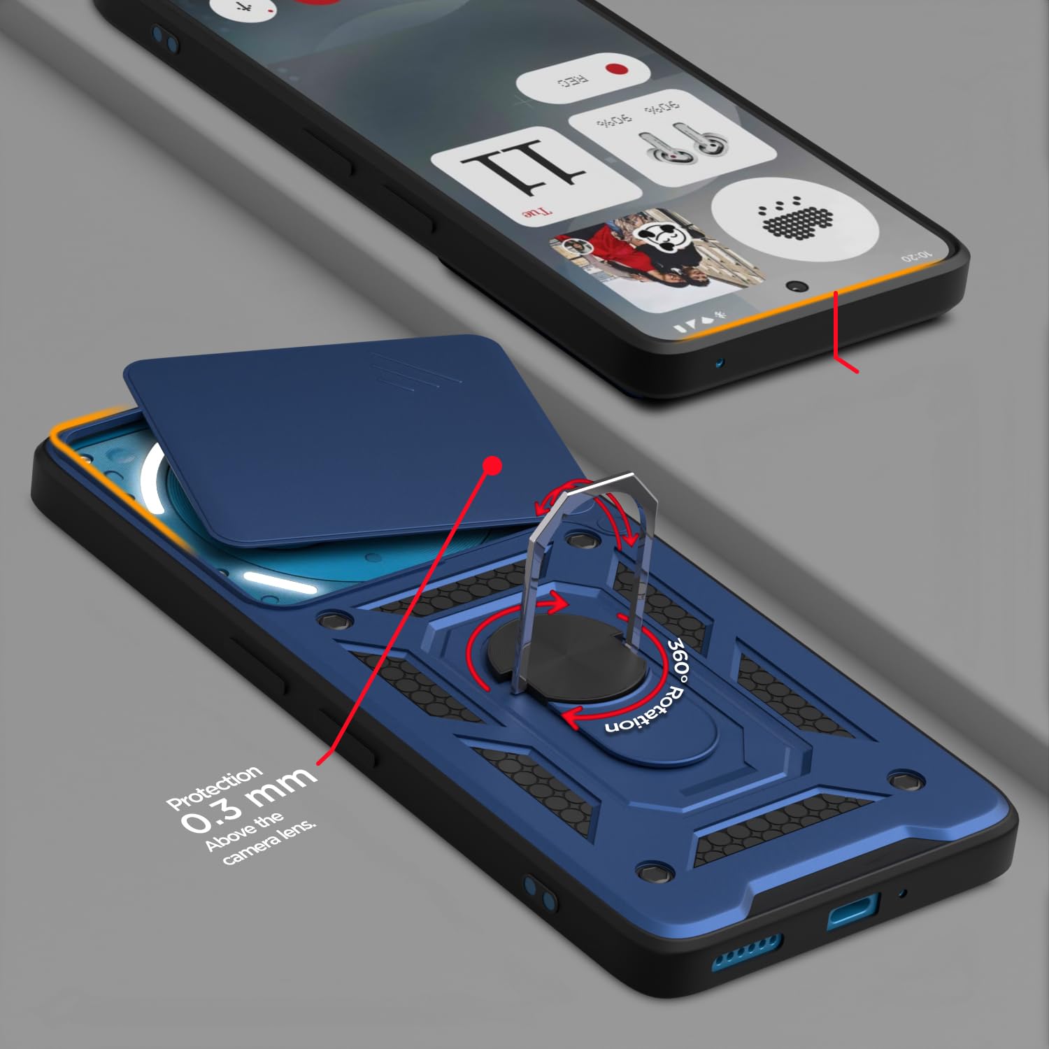 Pikkme Nothing Phone 3a 5G D10 Tough Armor Back Cover (Blue)