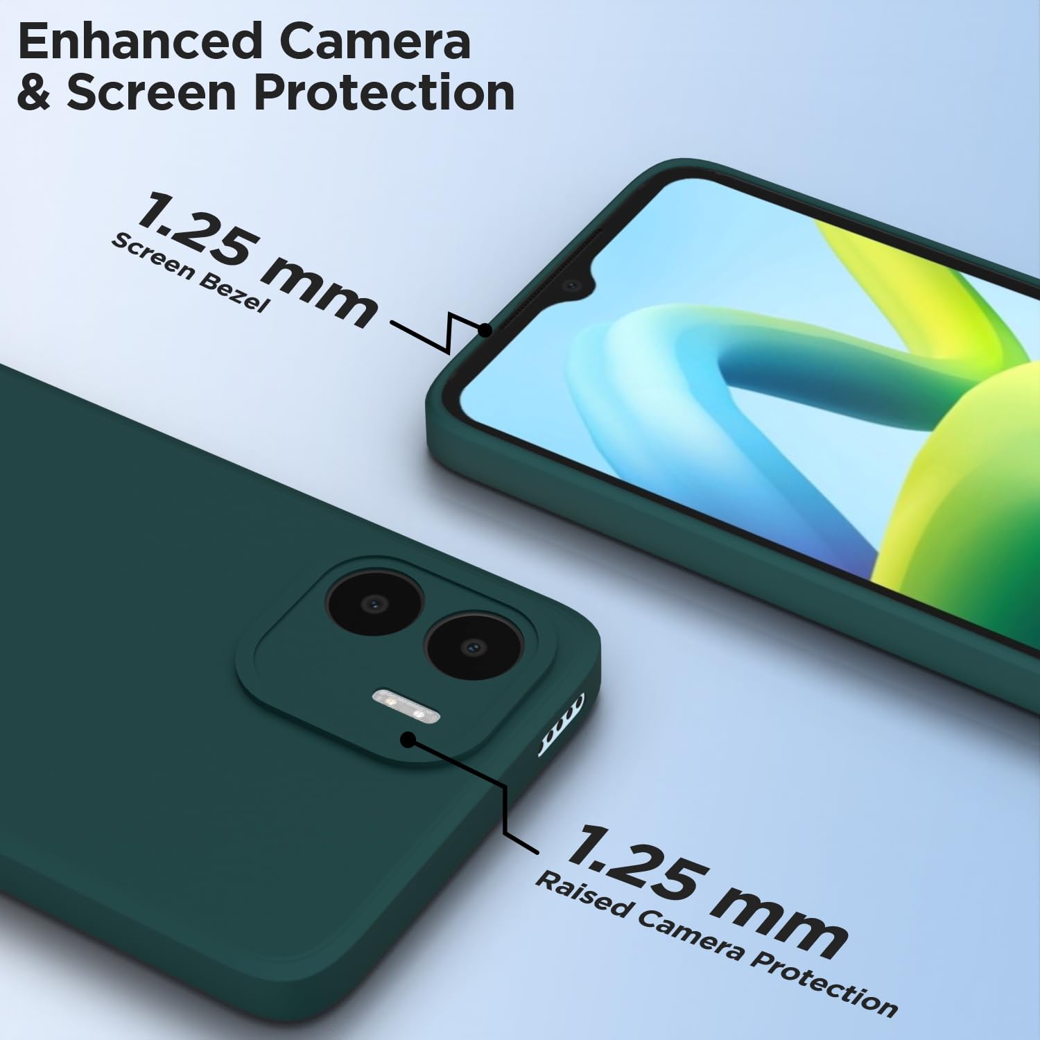 Pikkme Redmi A1 Liquid Silicone Back Cover (Green)
