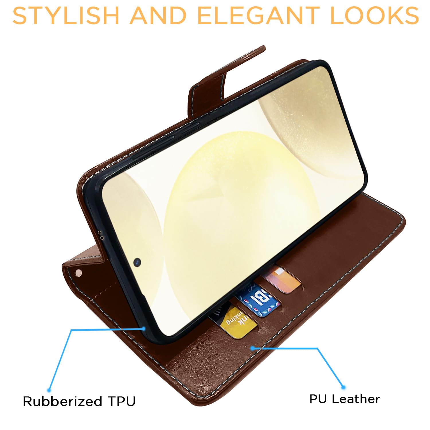 Brown & coffee wallet flip cover for Samsung S24 5G – Pikkme – photo 5