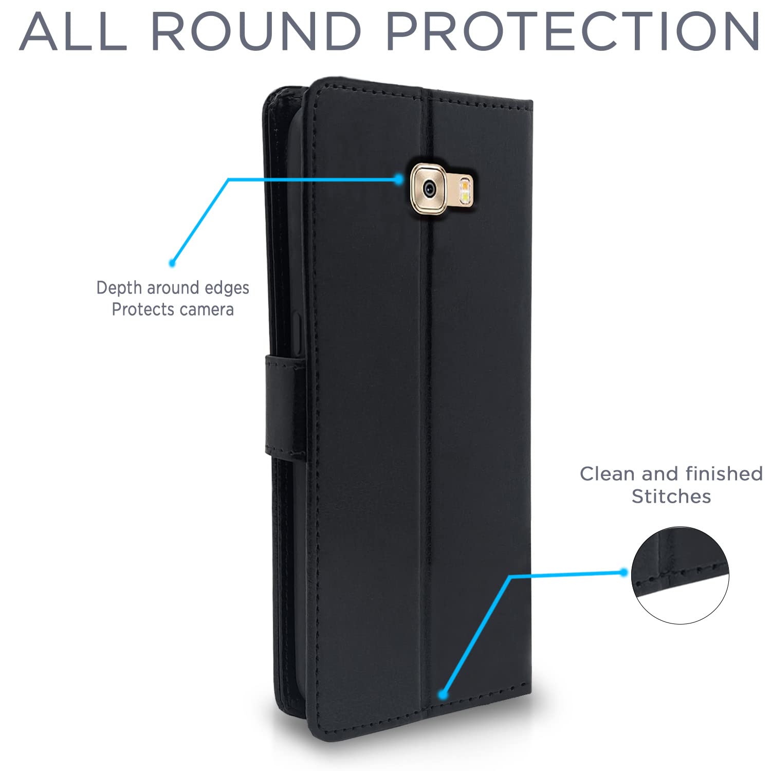 Pikkme black wallet flip cover for Samsung C7 Pro – photo 4