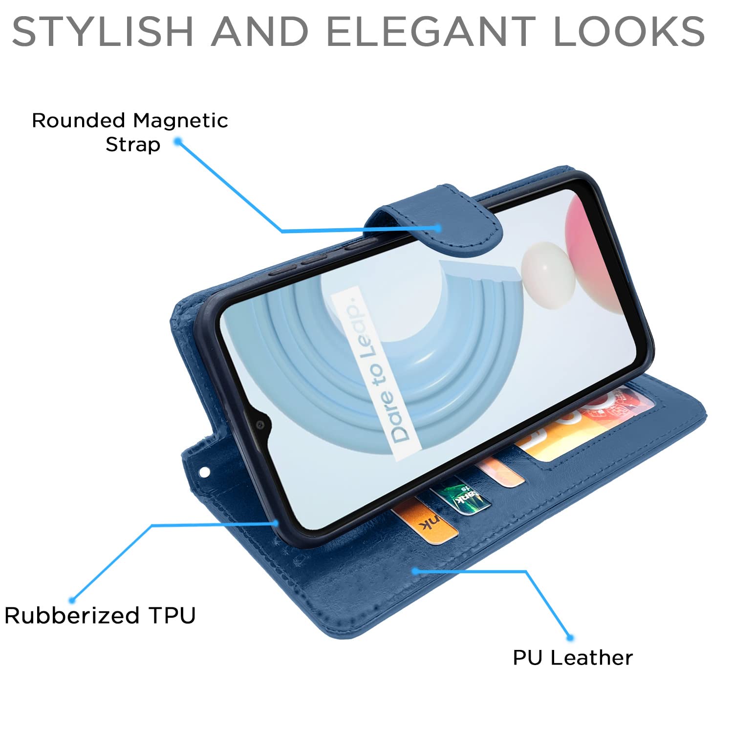 Pikkme Realme C21Y Vintage Flip Cover | Blue