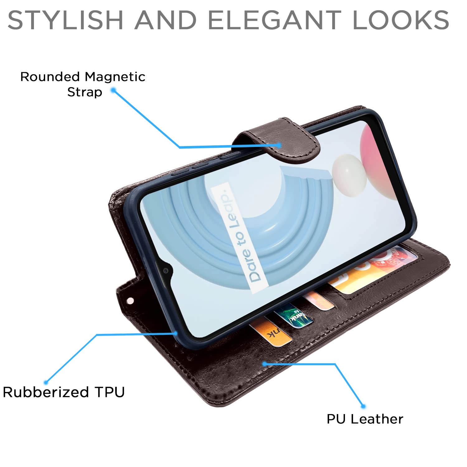 Pikkme Realme C21Y Vintage Flip Cover | Coffee