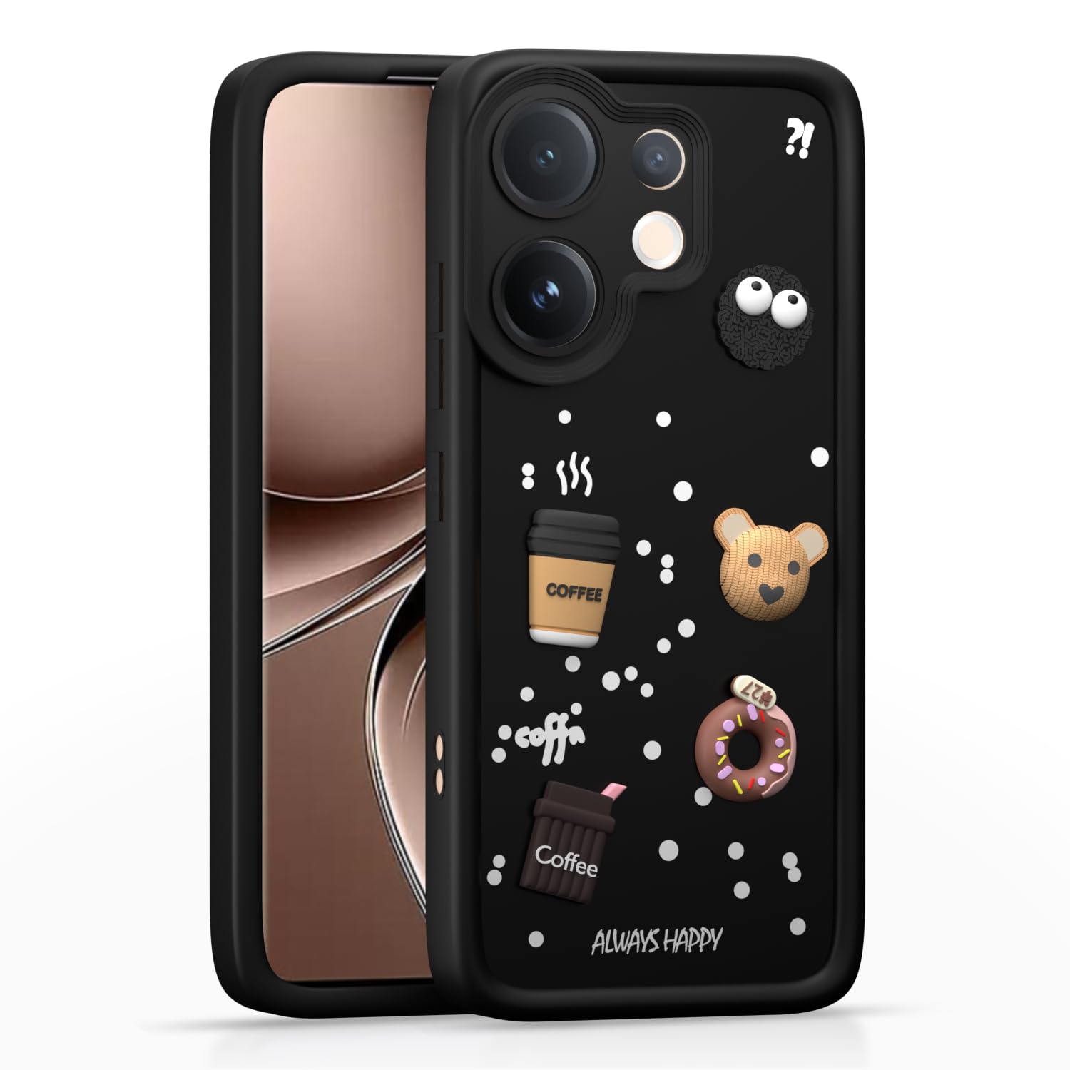 Vivo V60 5G/T4 Pro 5G/3D back cover in black by Pikkme