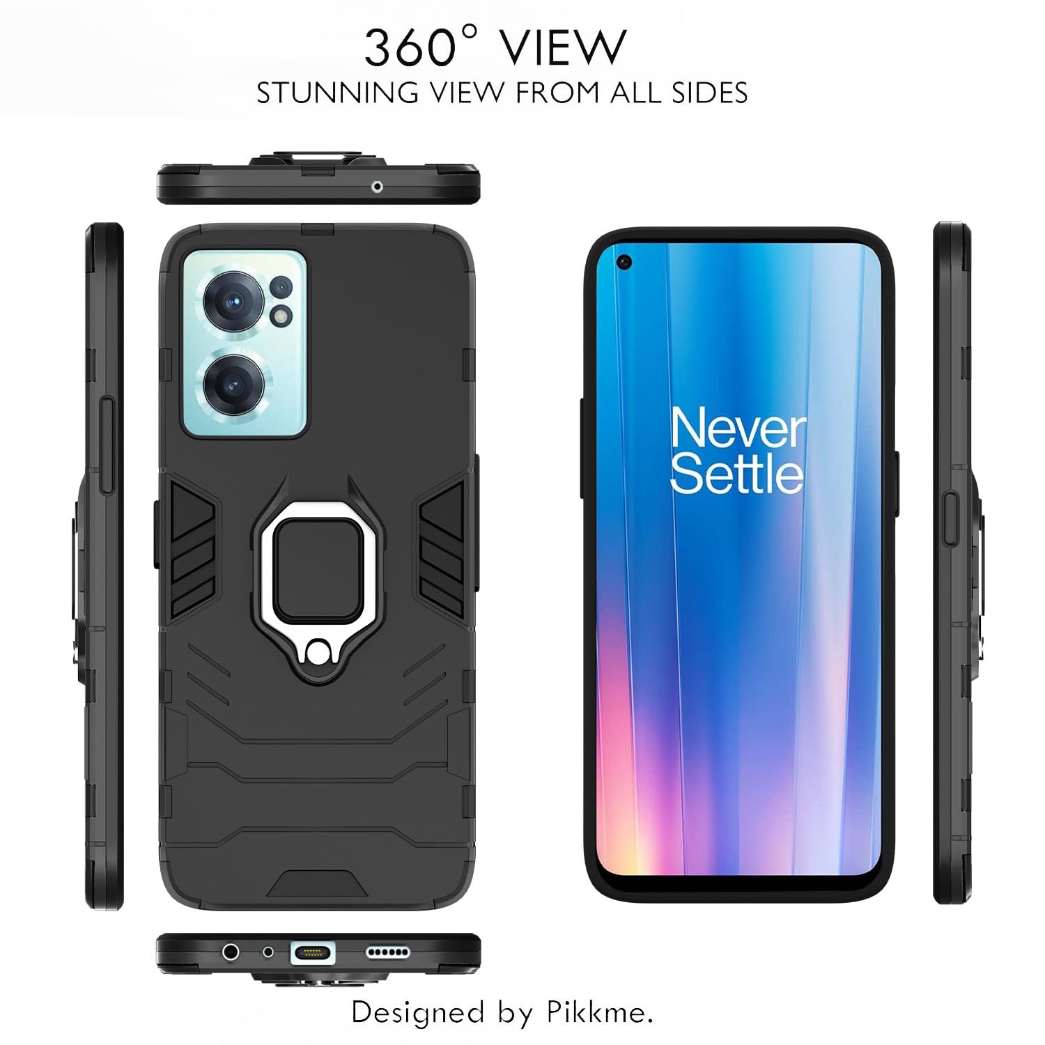 Pikkme OnePlus Nord CE 2 5G D5 Tough Armor Back Cover | Black
