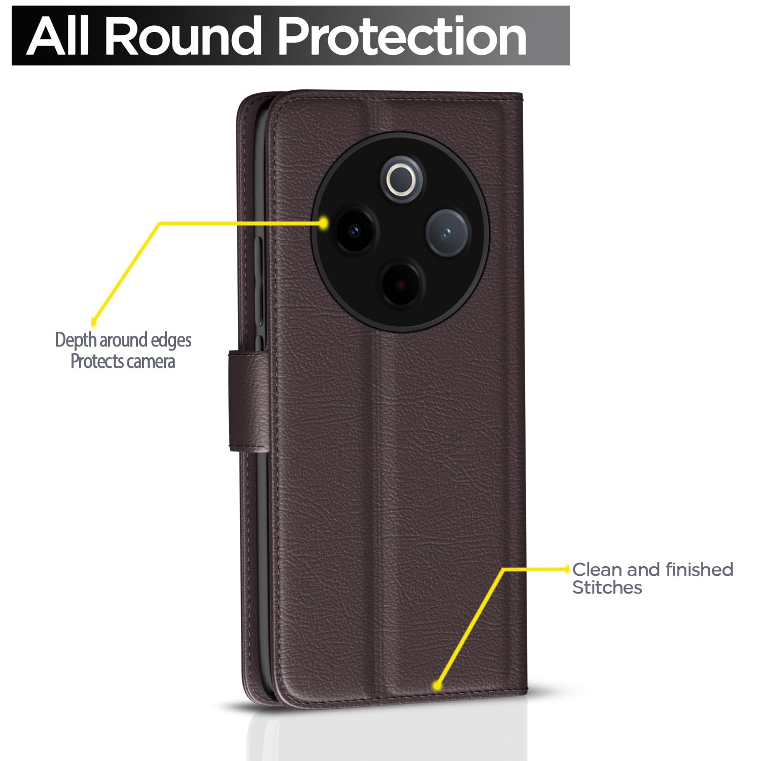 Pikkme Vivo T4 5G / iQoo Z10 5G Vintage Flip Cover (Coffee)