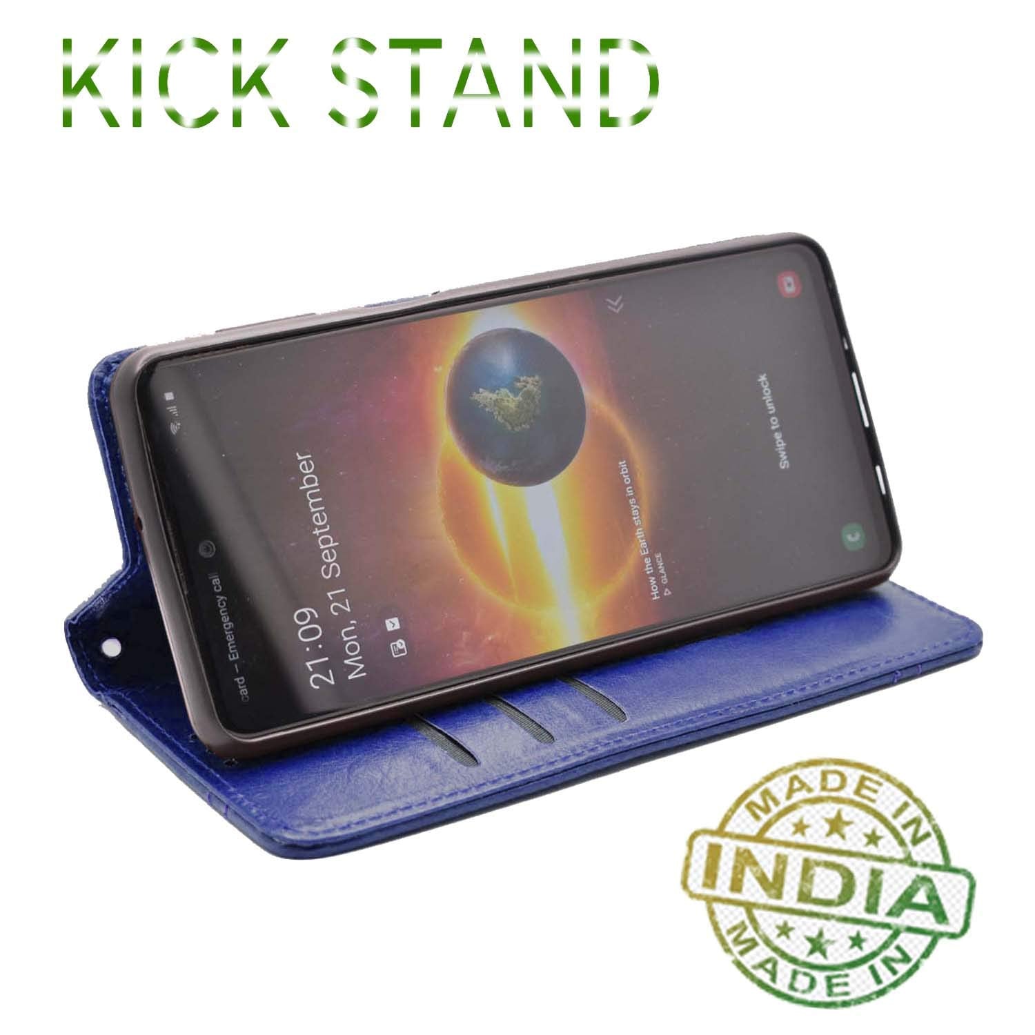 Pikkme Oppo A31 Premium Leather Magnet Flip Cover (Blue)