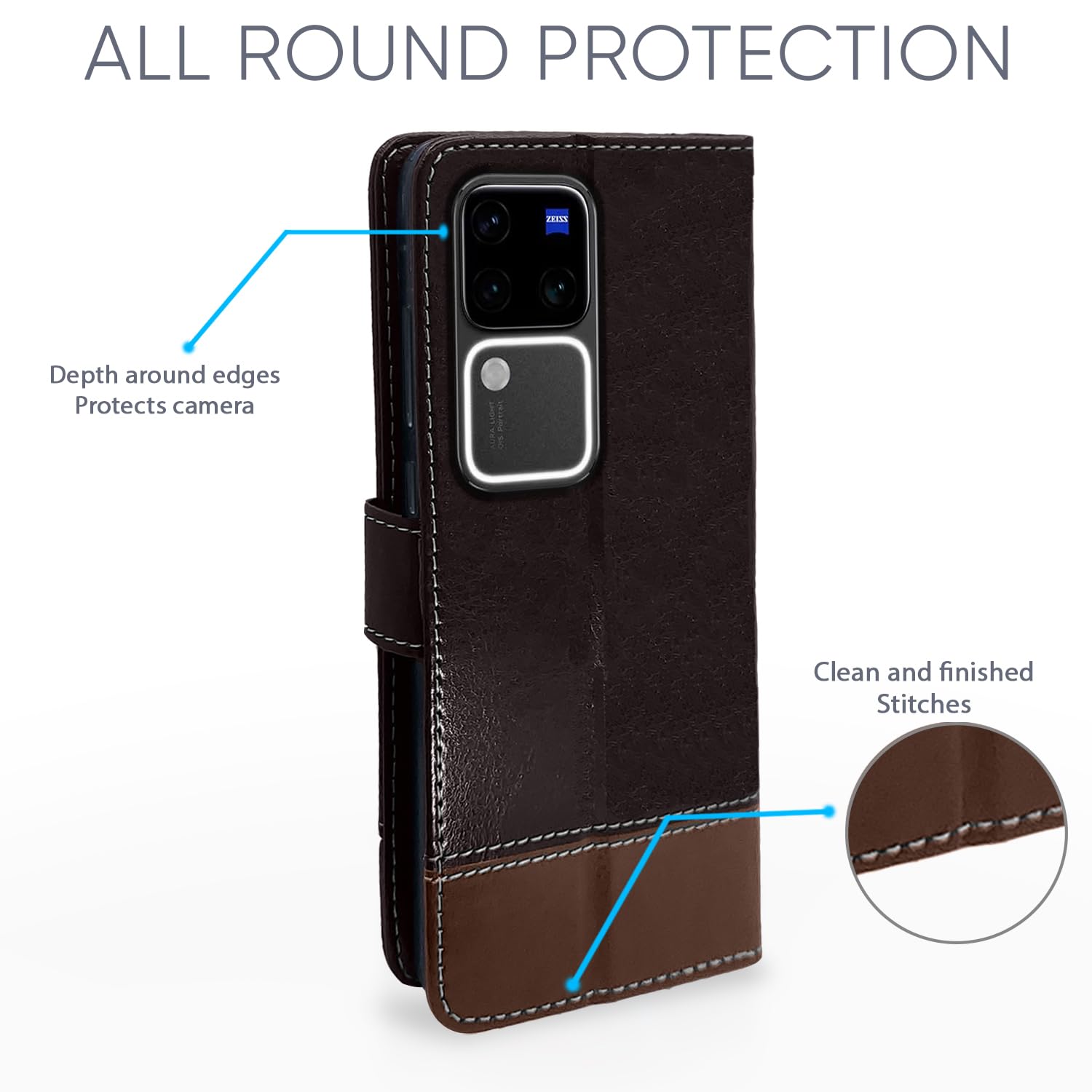Vivo V30 Pro 5G Contrast flip case in coffee by Pikkme – photo 3