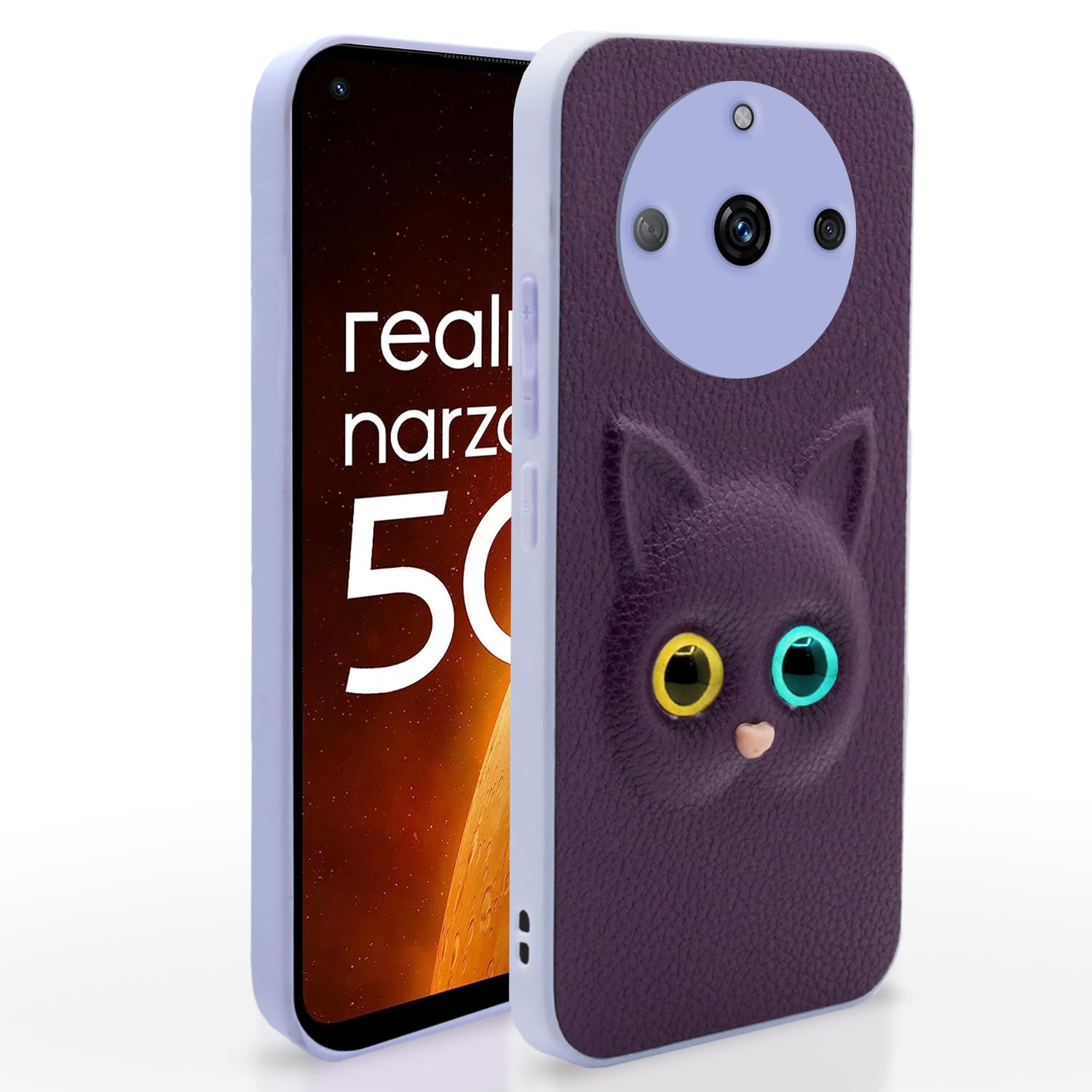Realme Narzo 60 5G Cat back cover in purple by Pikkme