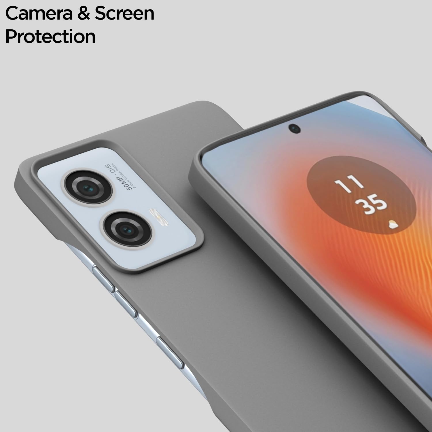 Pikkme Moto Edge 50 Fusion 5G SideCut Soft Matte Silicone Back Cover (Grey)