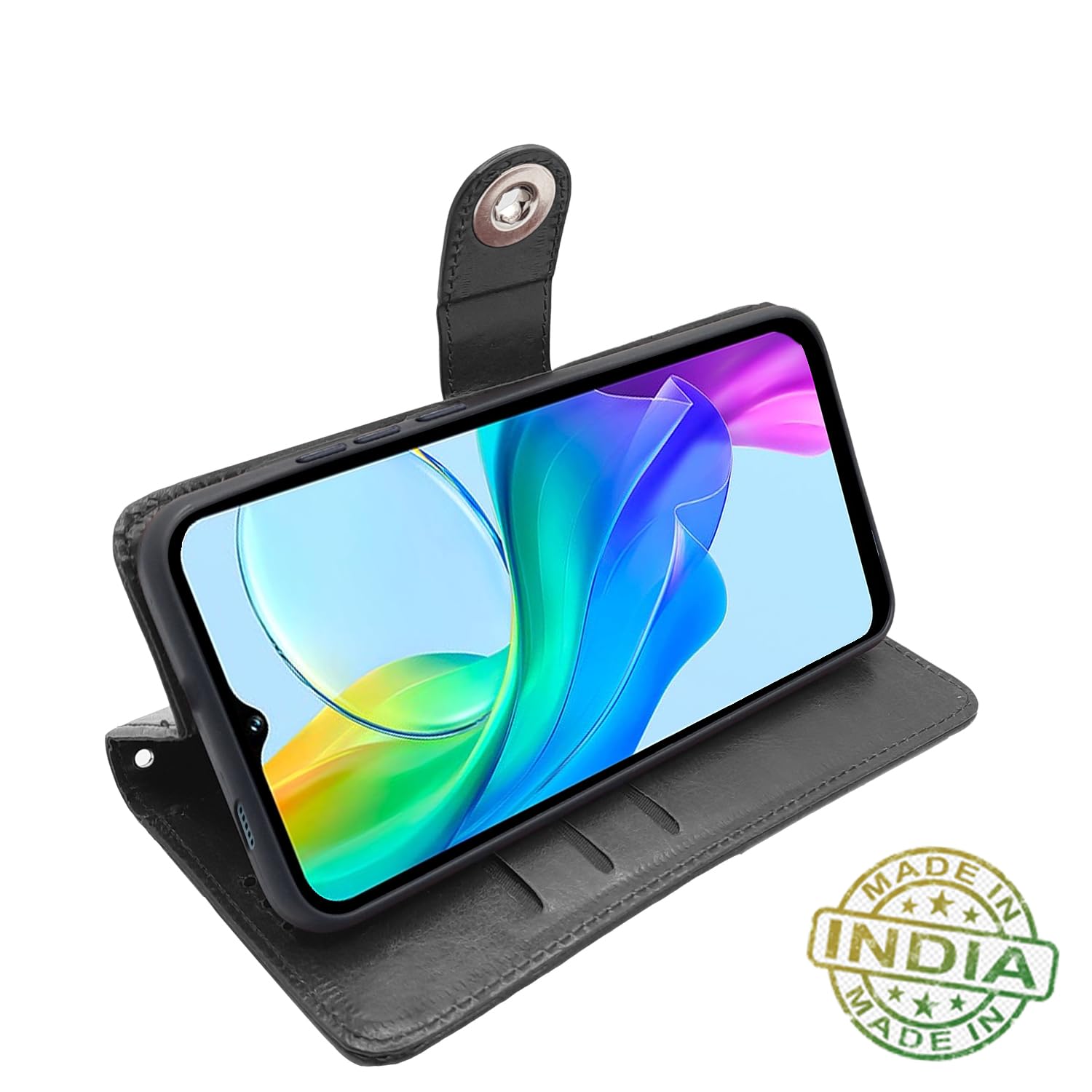 Pikkme Vivo Y03 4G Button Flip Cover (Black)