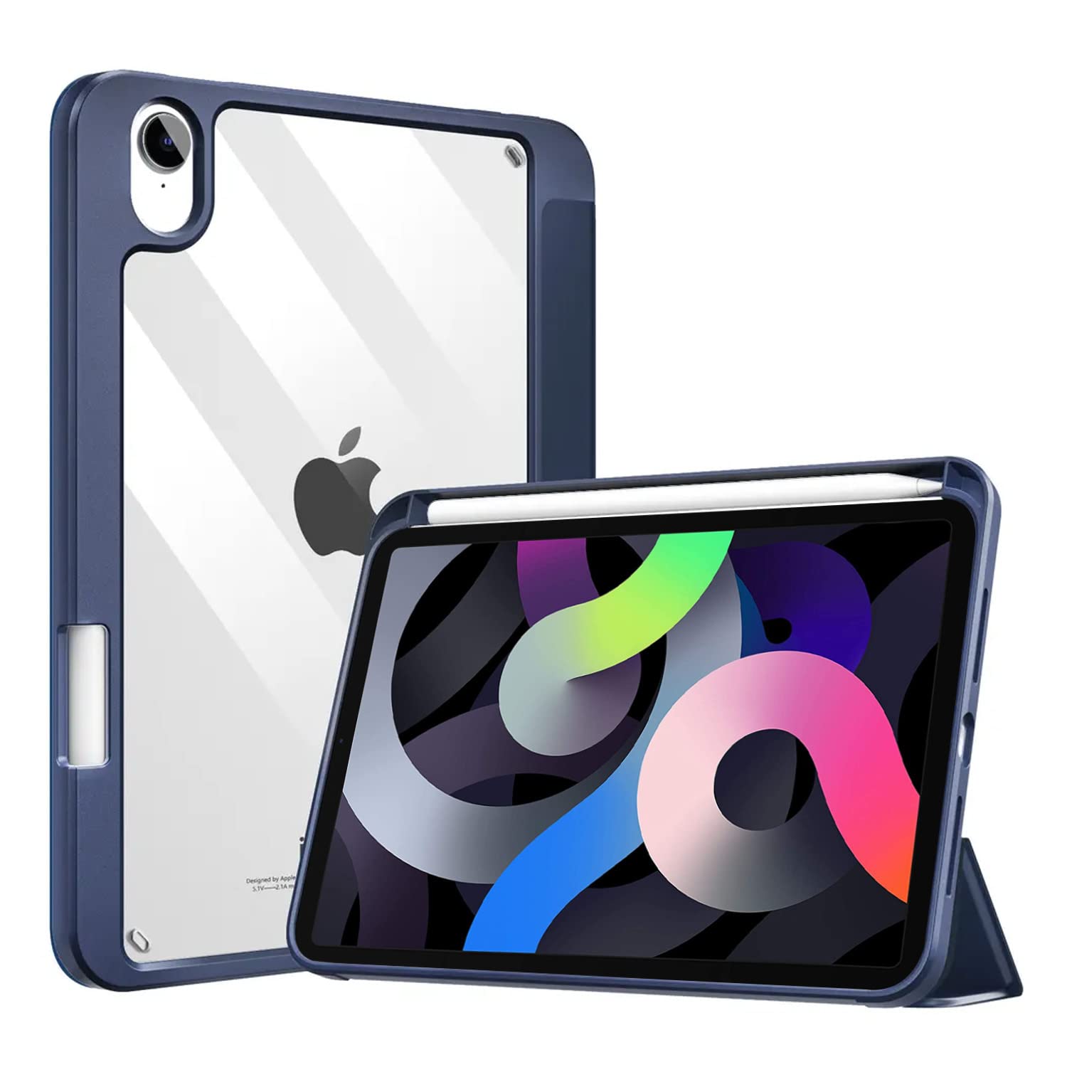 Pikkme iPad Air 5th/4th Gen 10.9 Inch Smart Trifold dark blue wallet flip cover
