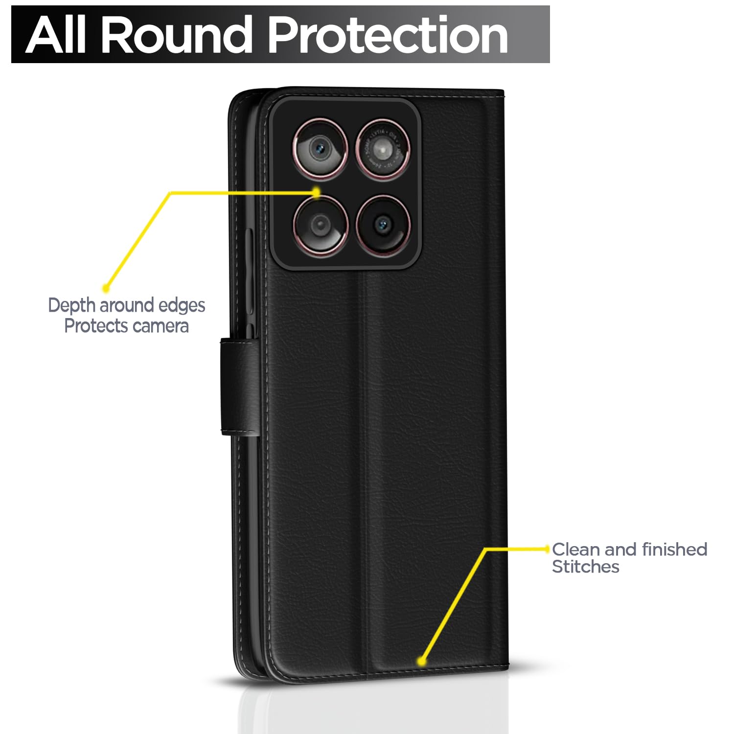 Pikkme Motorola Moto Edge 60 5G / Motorola Moto Edge 60 Fusion 5G Vintage Flip Cover (Black)