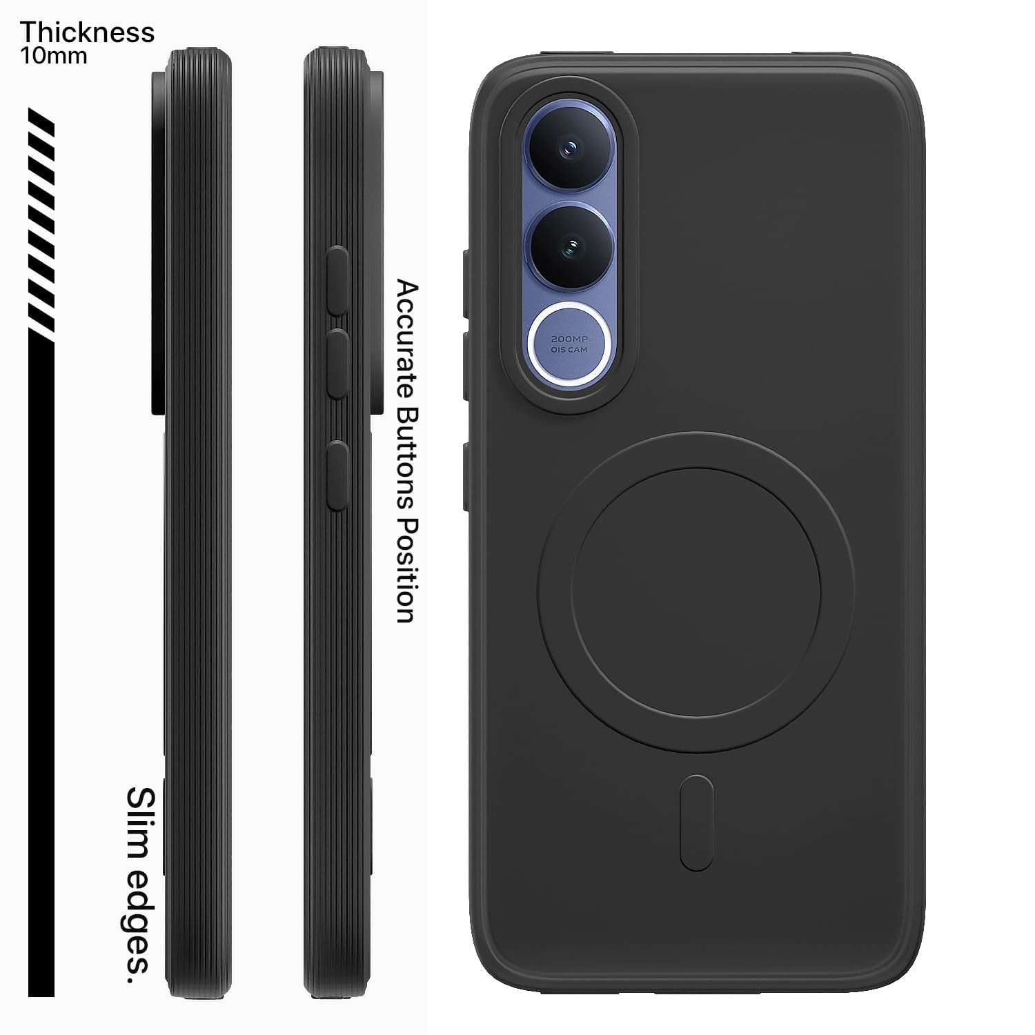 Vivo V70 FE 5G mobile back cover in black by Pikkme – photo 3