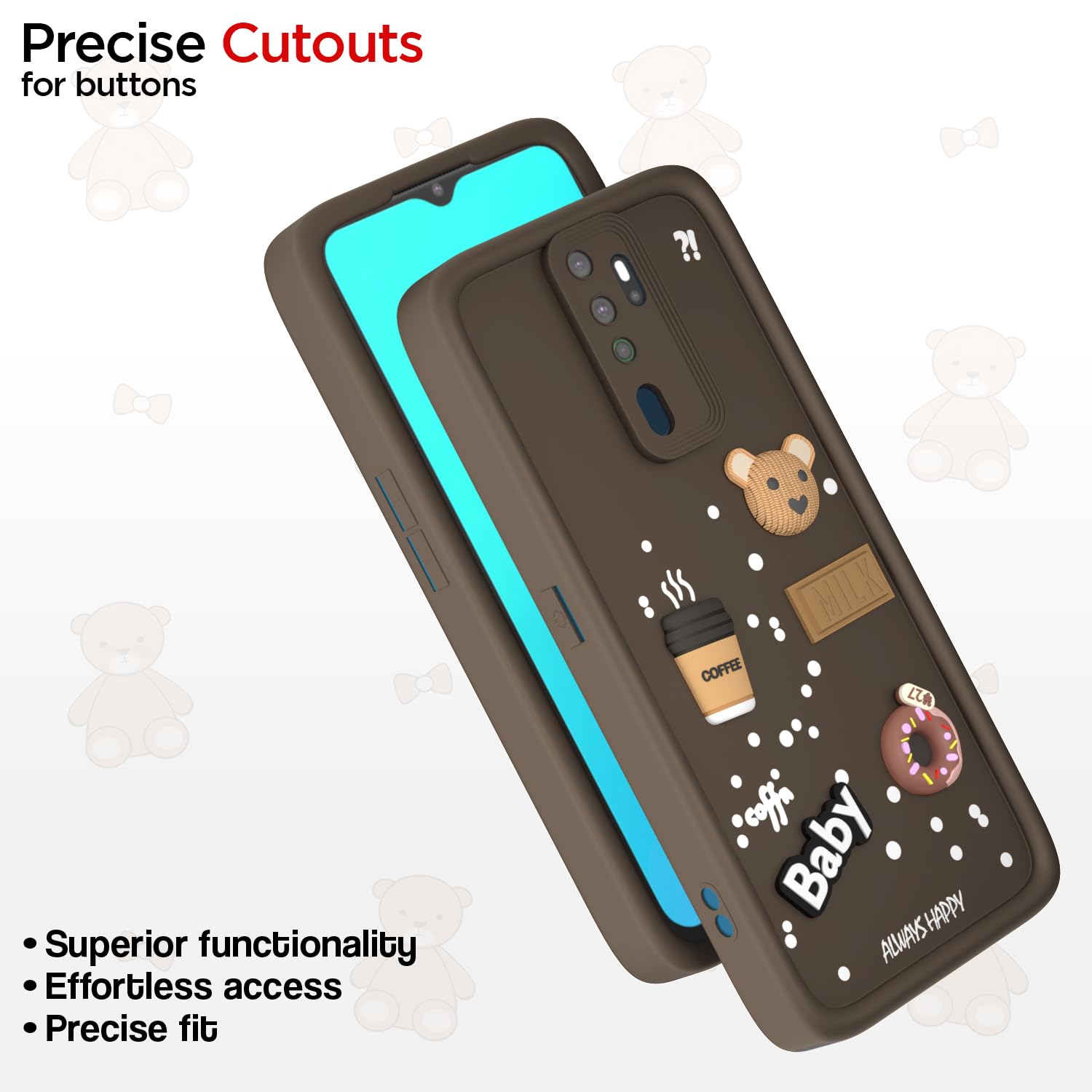 Oppo A5 2020/A9 2020/3D Silicone back cover in brown by Pikkme – photo 6