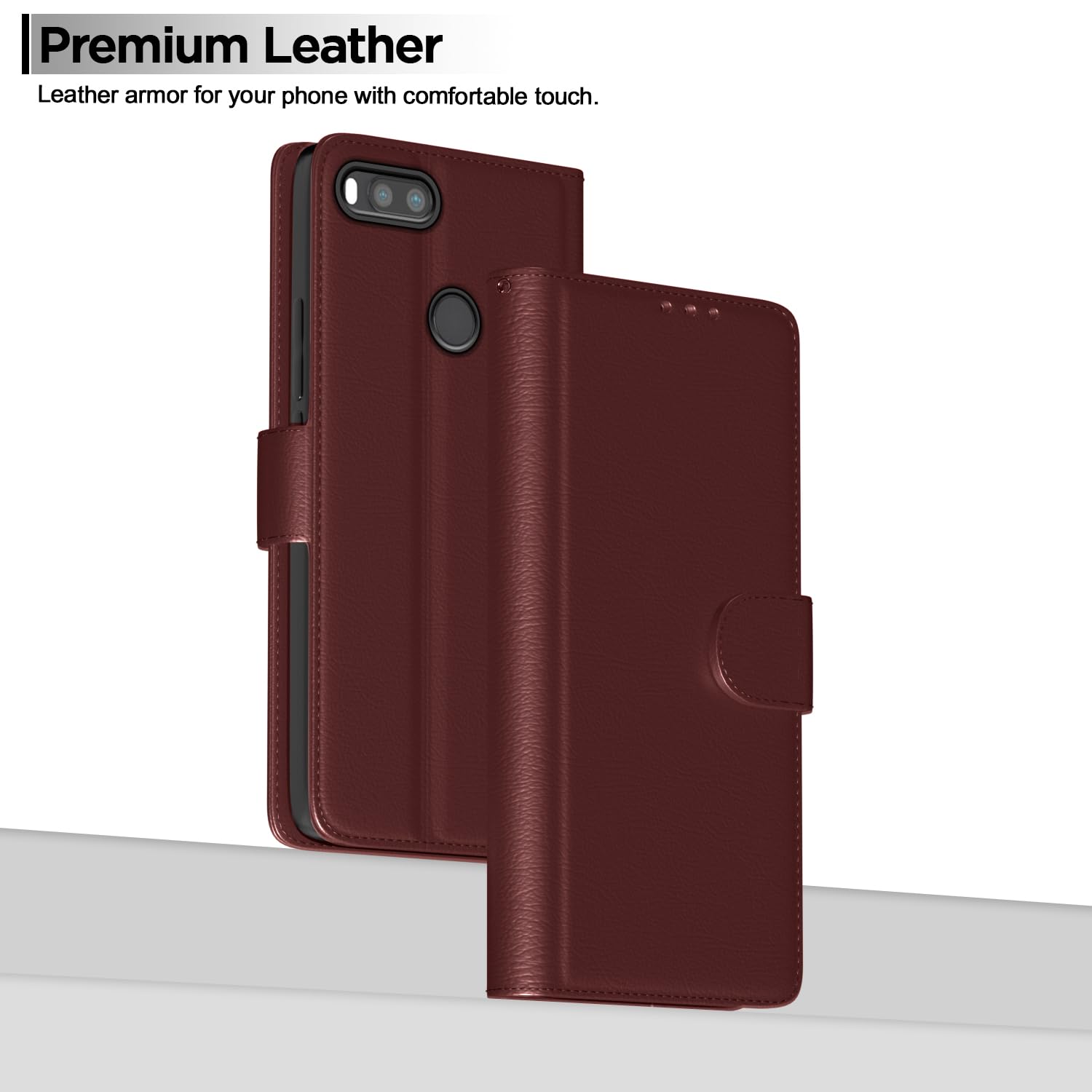 Mi A1 Wallet wallet flip cover in brown by Pikkme – photo 2