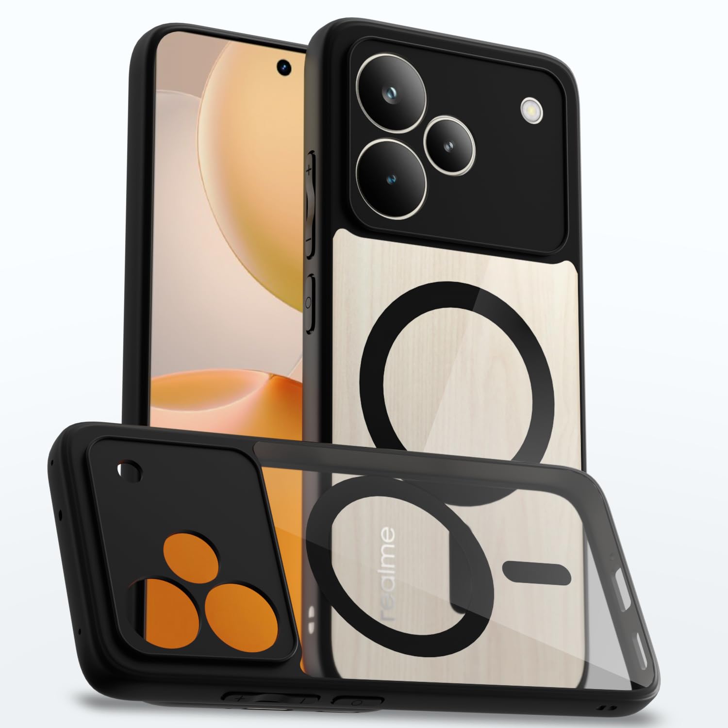 Pikkme black mag-safe mobile back cover for Realme P4 Pro 5G