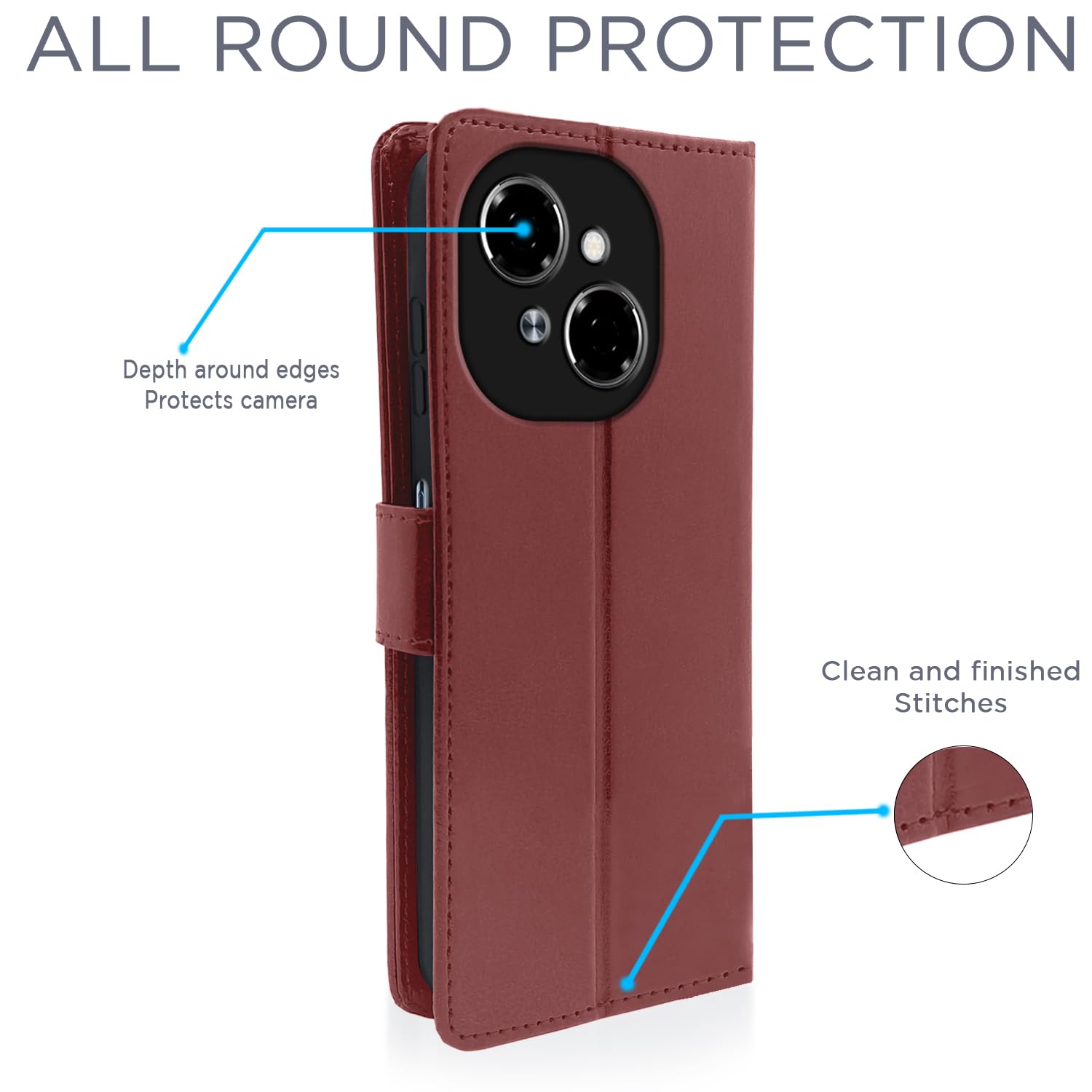 Tecno Spark Go 1 Wallet flip case in brown by Pikkme – photo 4