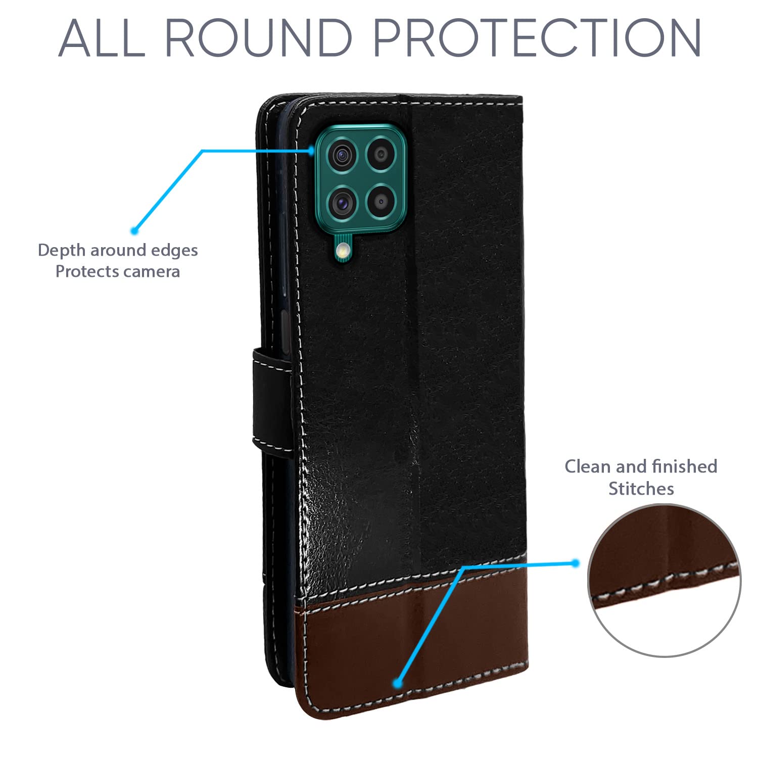 Black & brown flip cover for Samsung F62 – Pikkme – photo 4