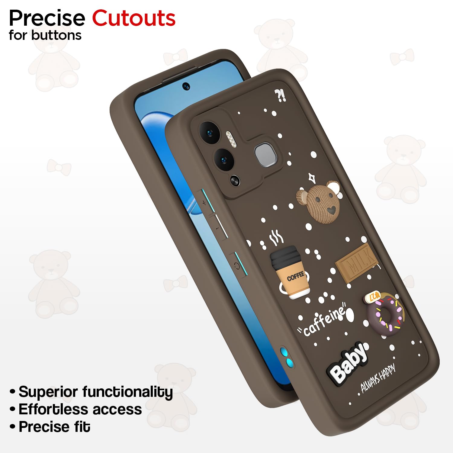 Infinix Hot 12 Play/3D Silicone mobile back cover in brown by Pikkme – photo 6