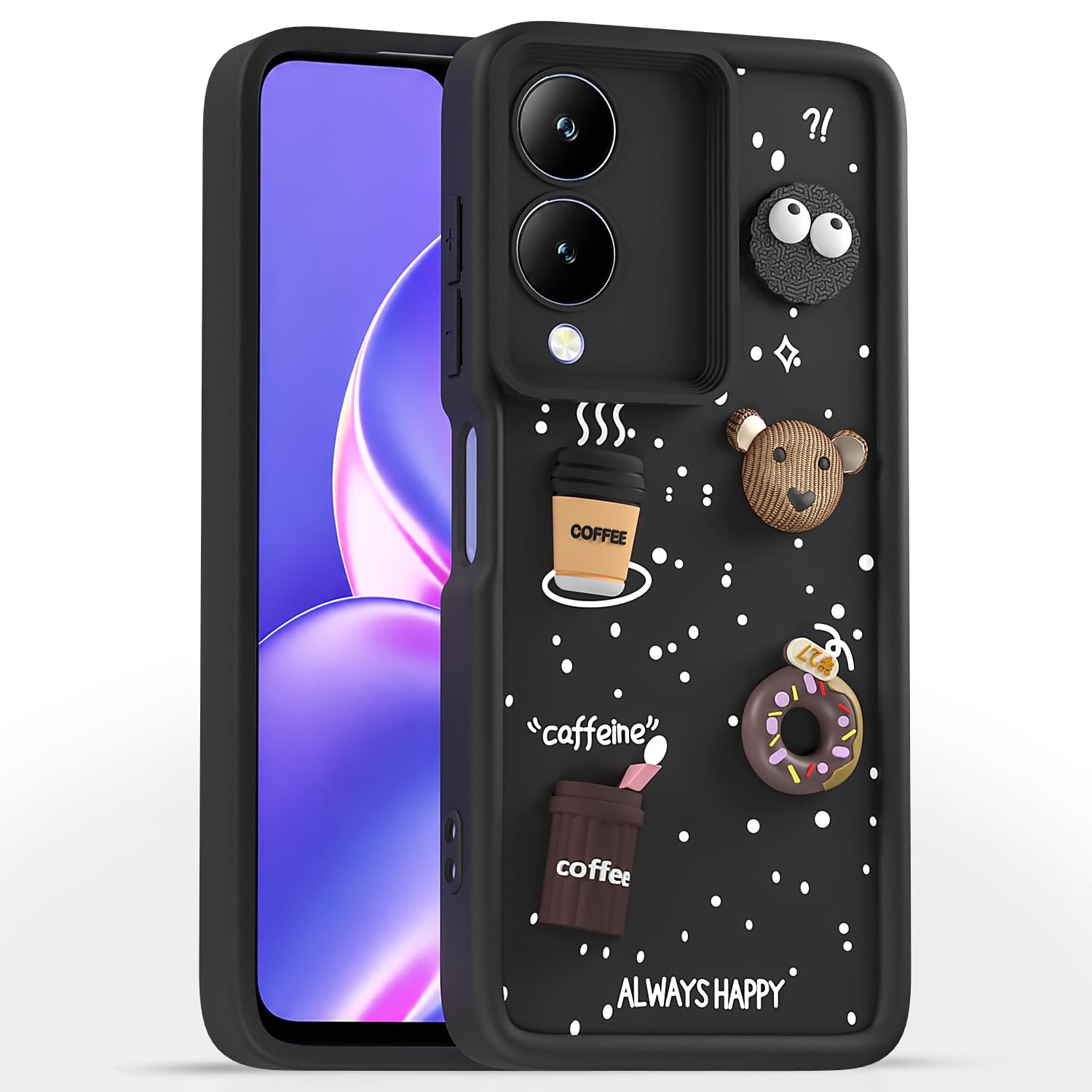 Pikkme Vivo Y17s/Y28/3D Silicone black mobile back cover