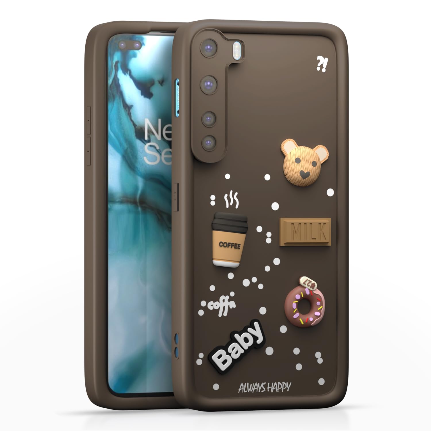 Pikkme Oneplus Nord - 2020 Cute Fun Cartoon 3D Bear Silicon Back Cover - Brown