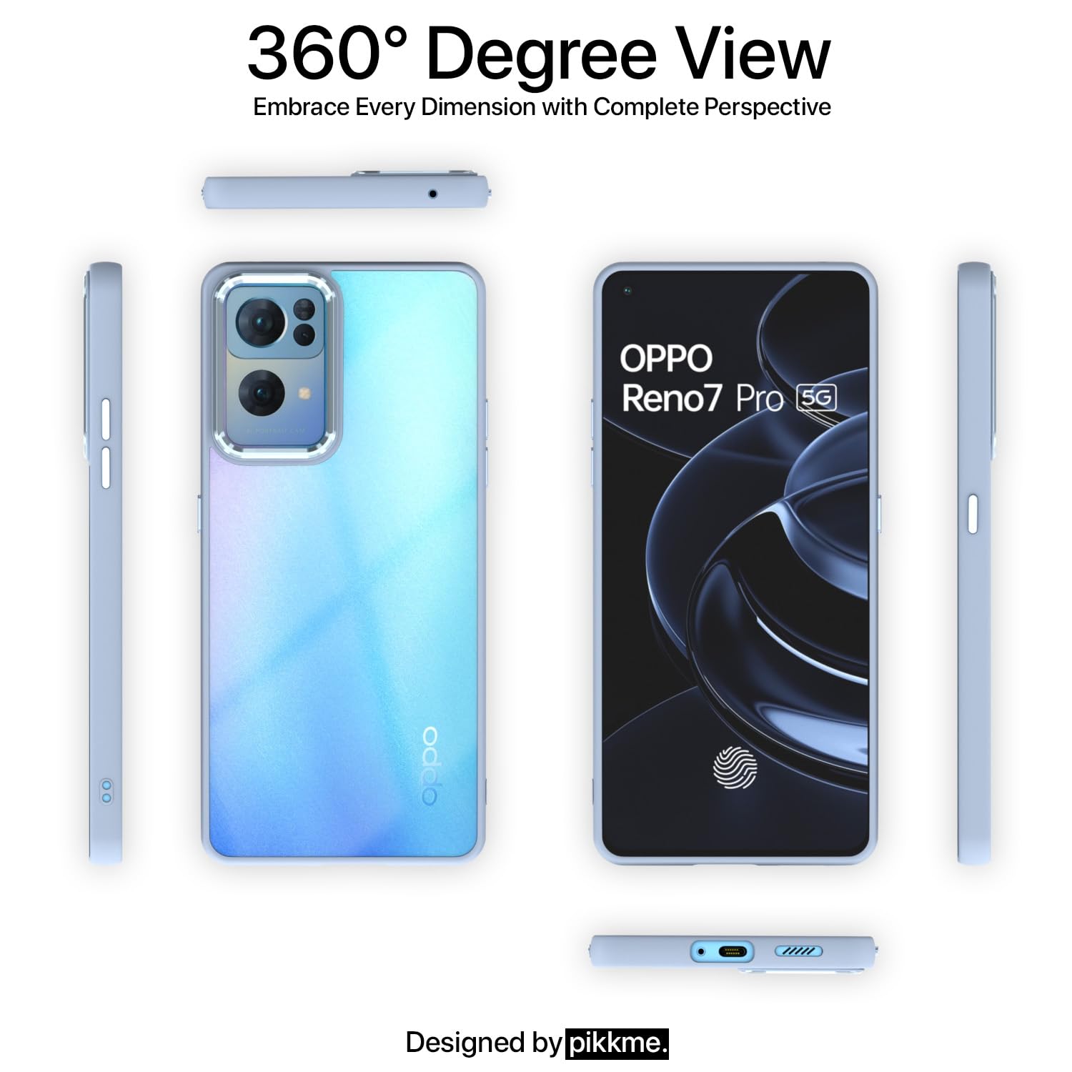 Pikkme Oppo Reno 7 Pro Camring Back Cover (Sierra Blue)