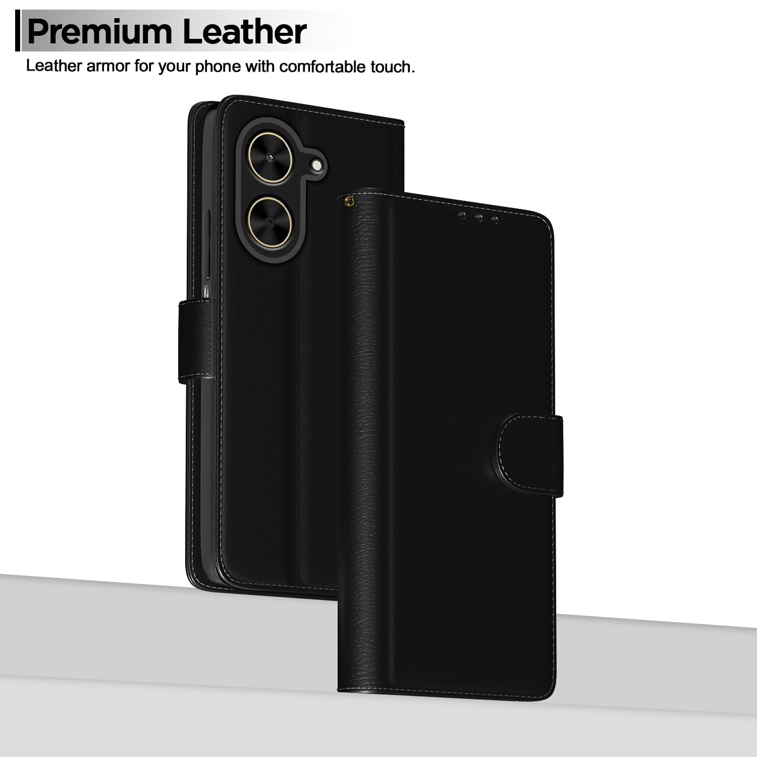 Pikkme Poco C71 / Redmi A5 Vintage Flip Cover (Black)