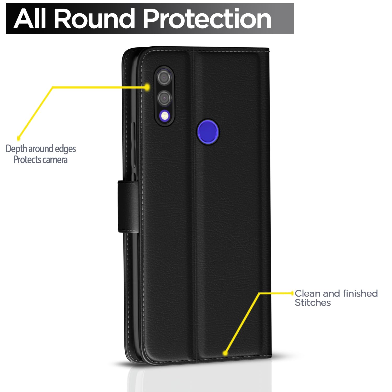 Redmi Note 7/Note 7 Pro/Note 7s Wallet mobile flip cover in black by Pikkme – photo 4