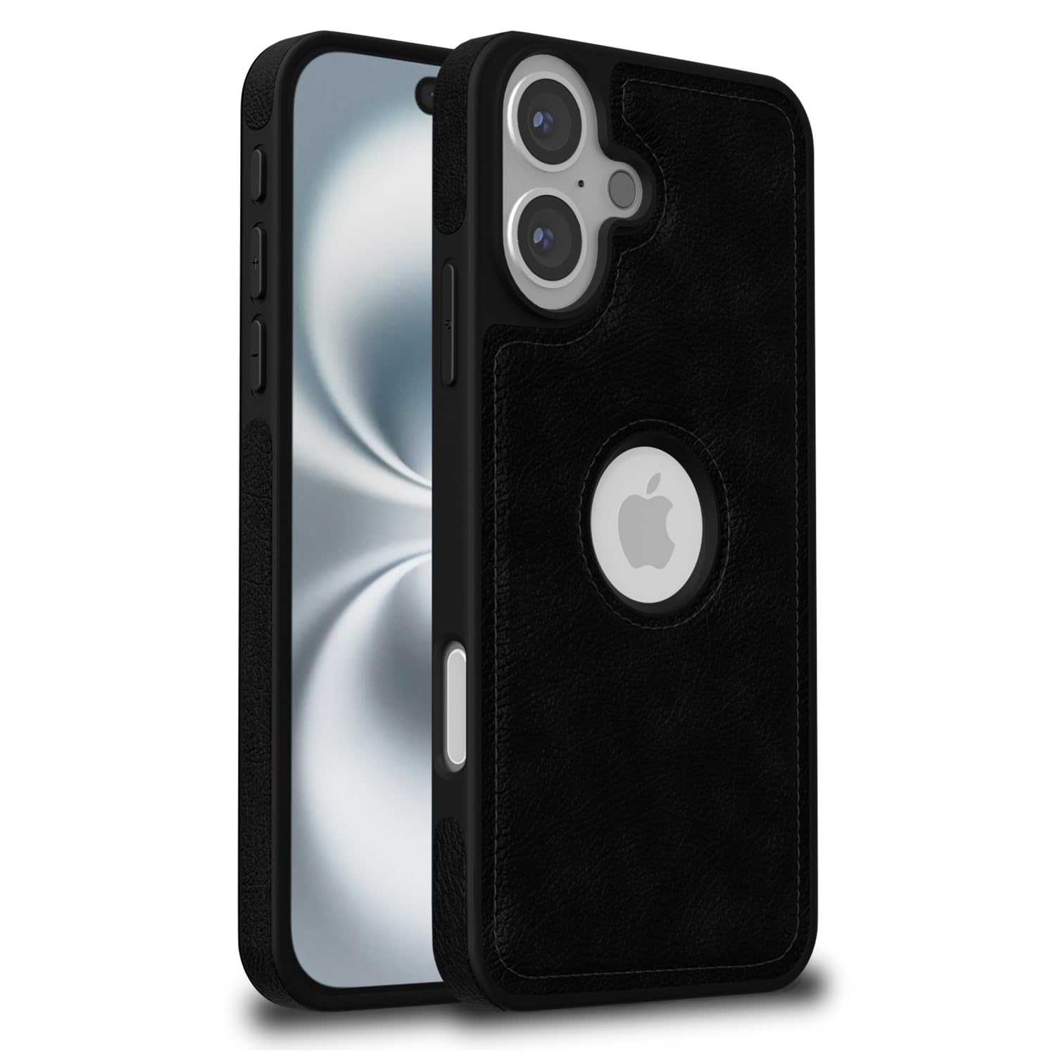 iPhone 16 Plus LeatherBack Back Cover – Black