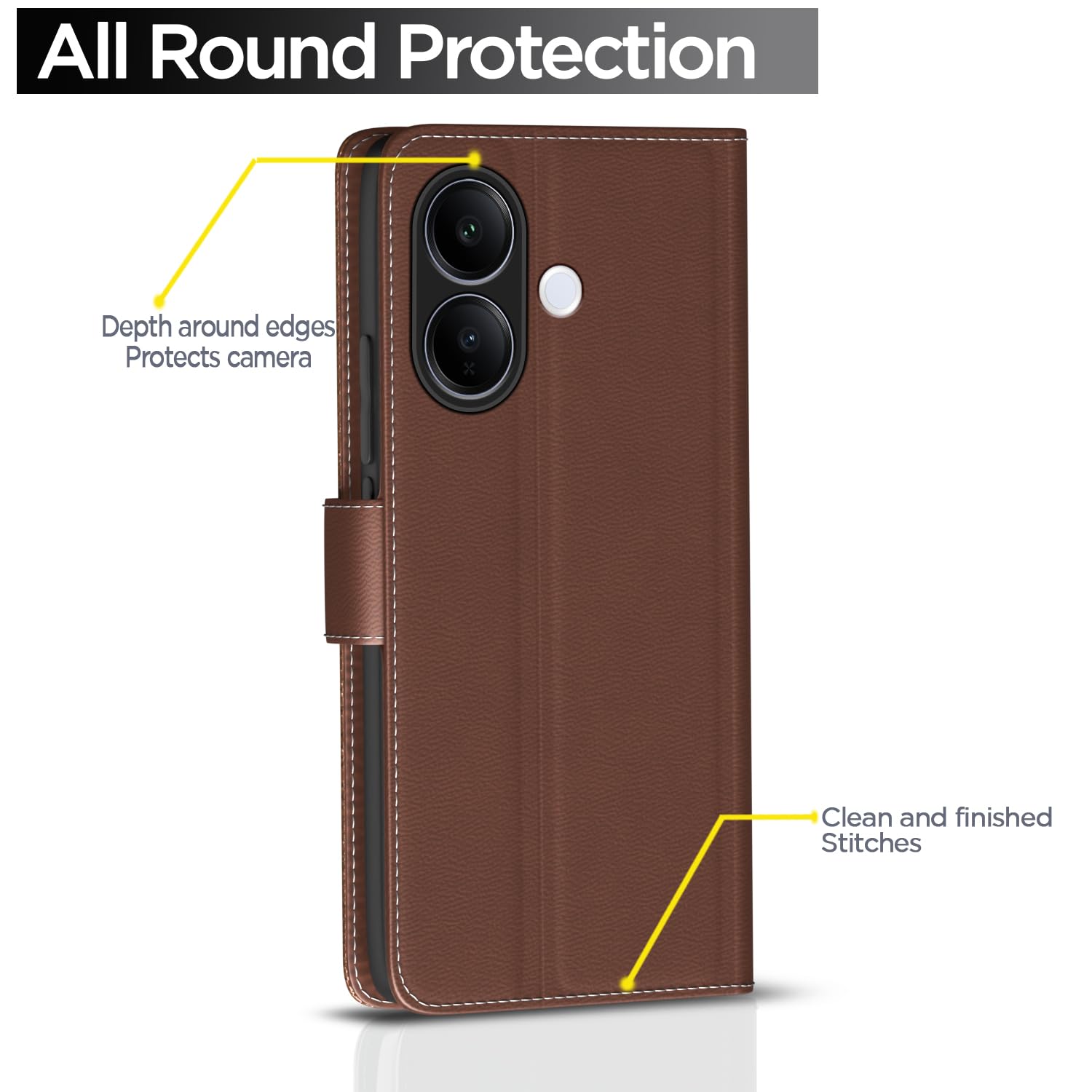 Pikkme Vivo V60 Lite 5G Wallet tan mobile flip cover – photo 4