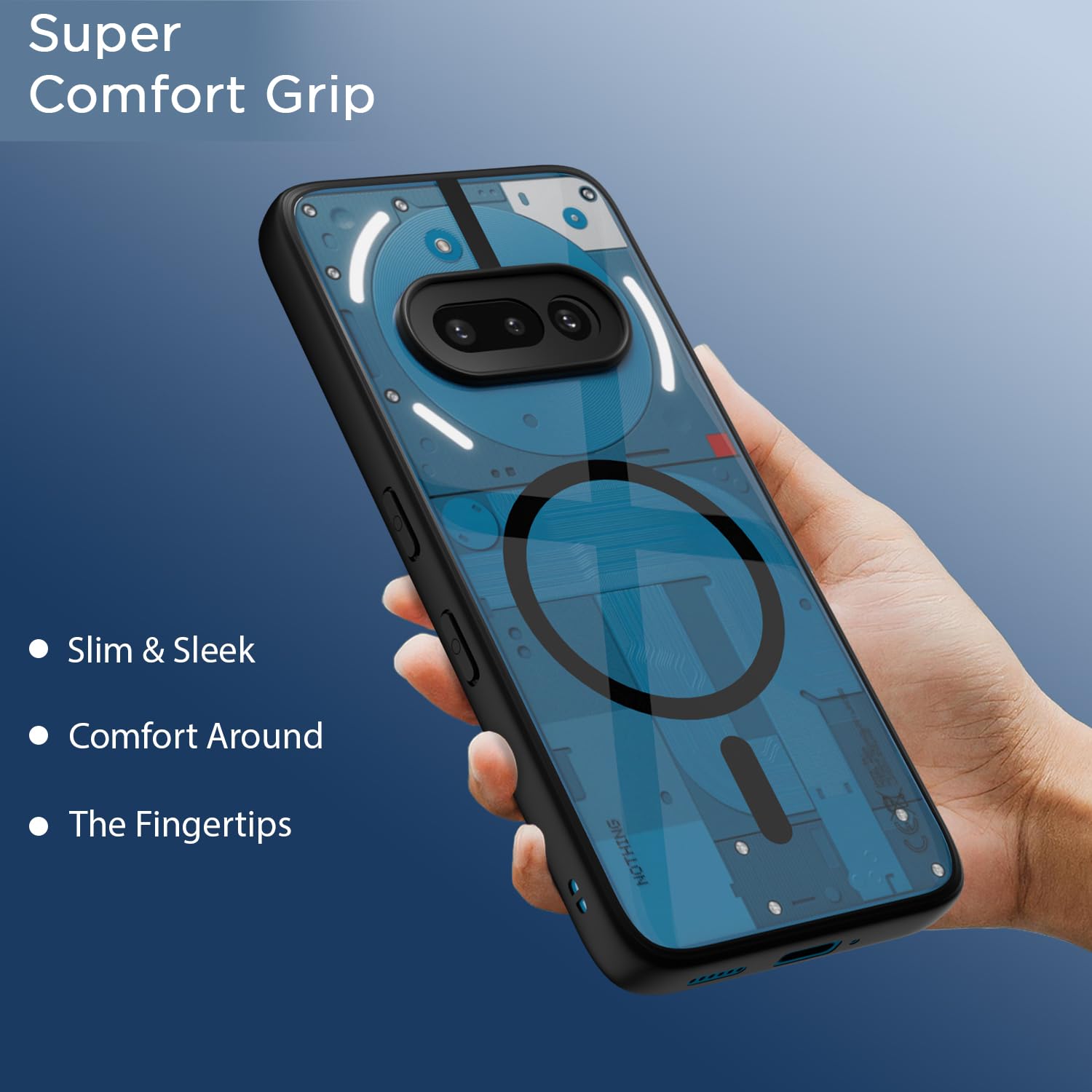 Pikkme Nothing Phone 3a 5G Eagle 2 Mag-Safe Shockproof Hard Transparent Back Cover (Black)