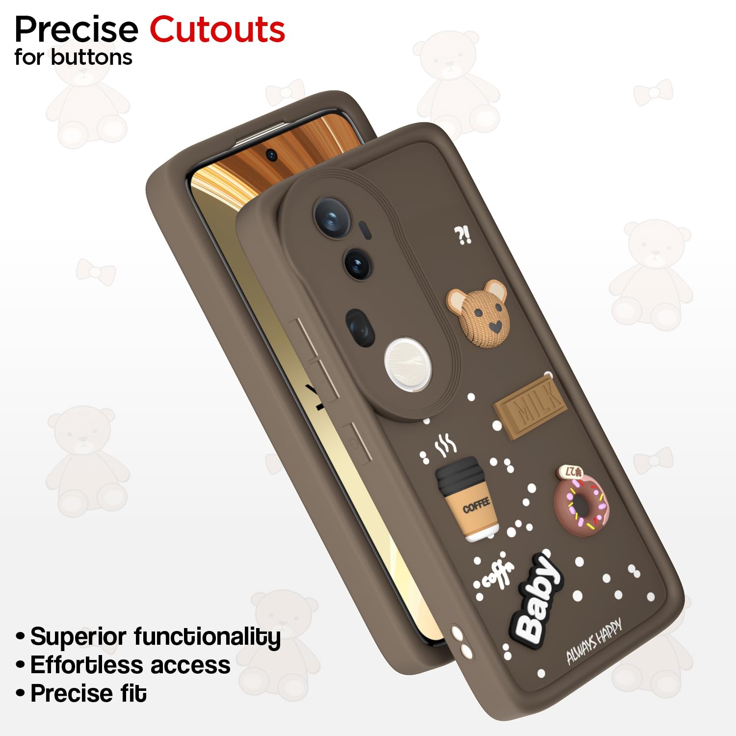 Vivo T4 Ultra 5G Silicone back cover in brown by Pikkme – photo 6