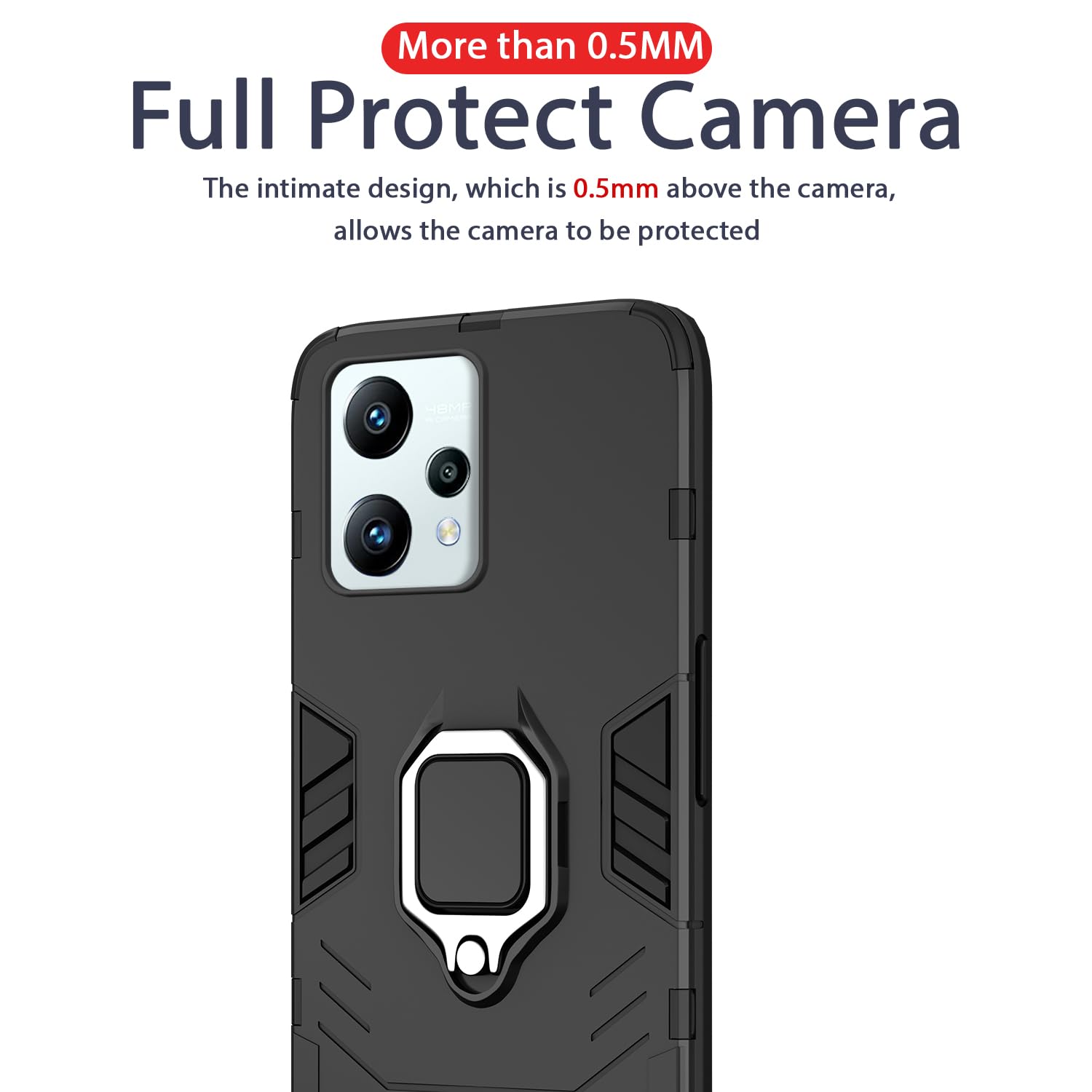 Pikkme Realme 9 4G / Realme 9 Pro Plus 5G D5 Tough Armor Back Cover | Black