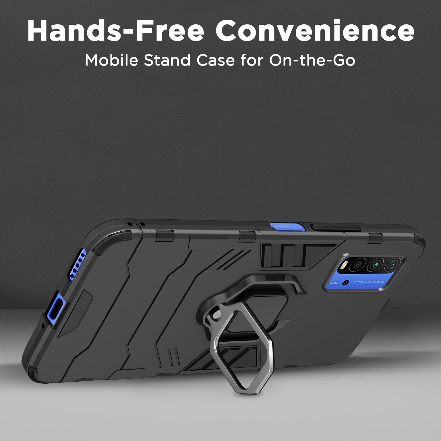 Pikkme Redmi 9 Power/Poco M3 D5 Tough Armor Back Cover | Black