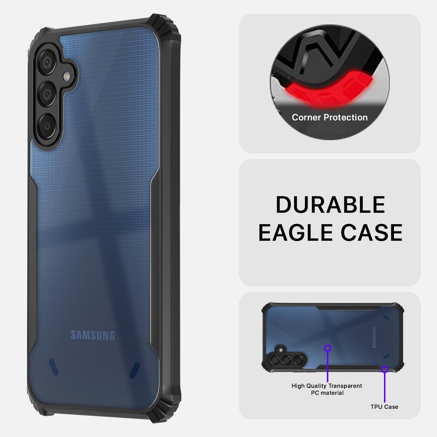 Pikkme Samsung Galaxy F15 5G Eagle Back Cover (Black)