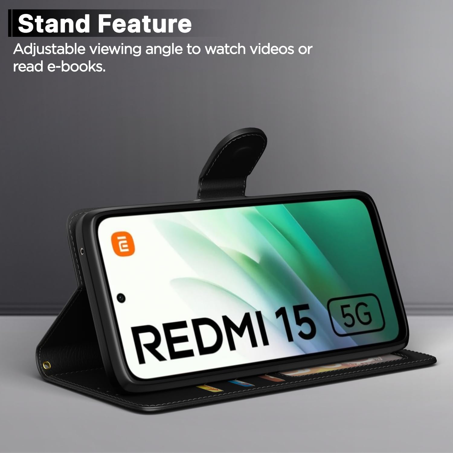 Black wallet flip cover for Redmi 15 5G – Pikkme – photo 3