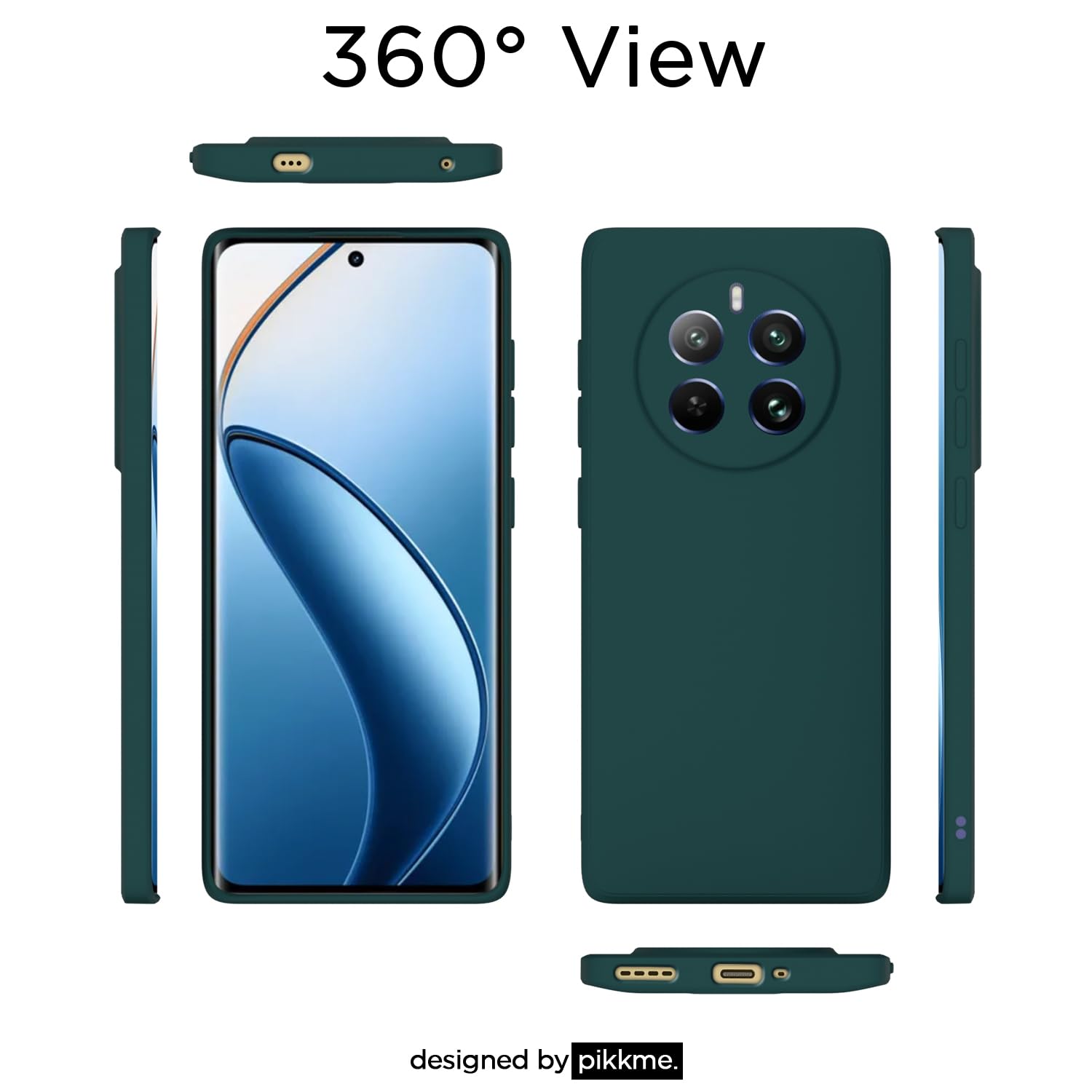 Pikkme Realme 12 Pro 5G Liquid Silicone Back Cover (Green)