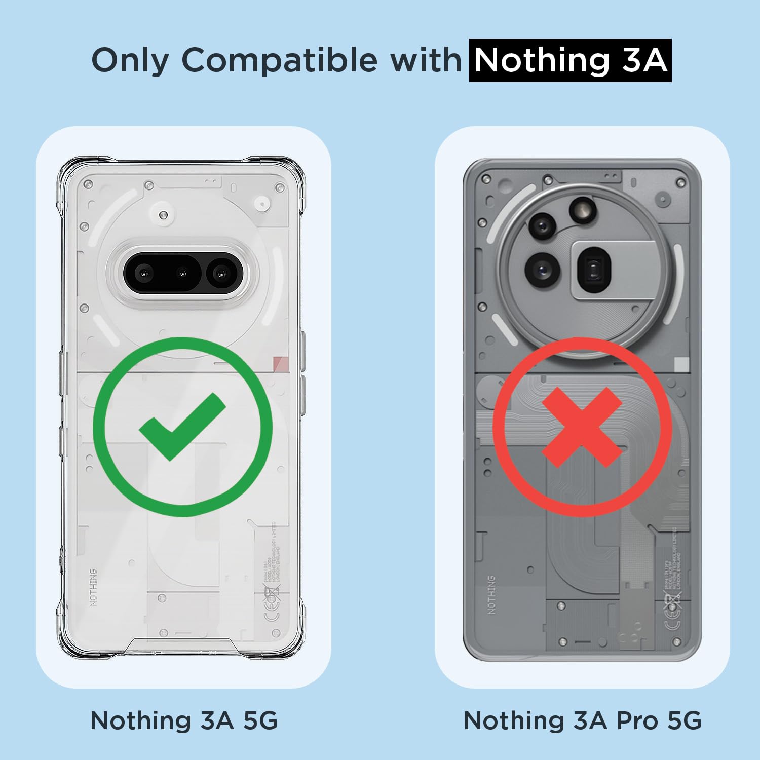 Pikkme Nothing Phone 3a 5G PC + TPU Clear Transparent Back Cover (Transparent)