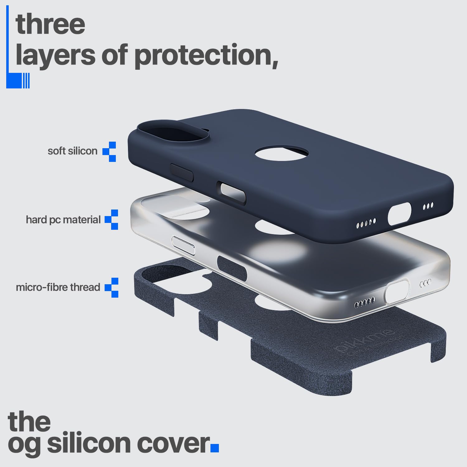 Pikkme iPhone 16 Super Soft Silicone Back Cover (Dark Blue)